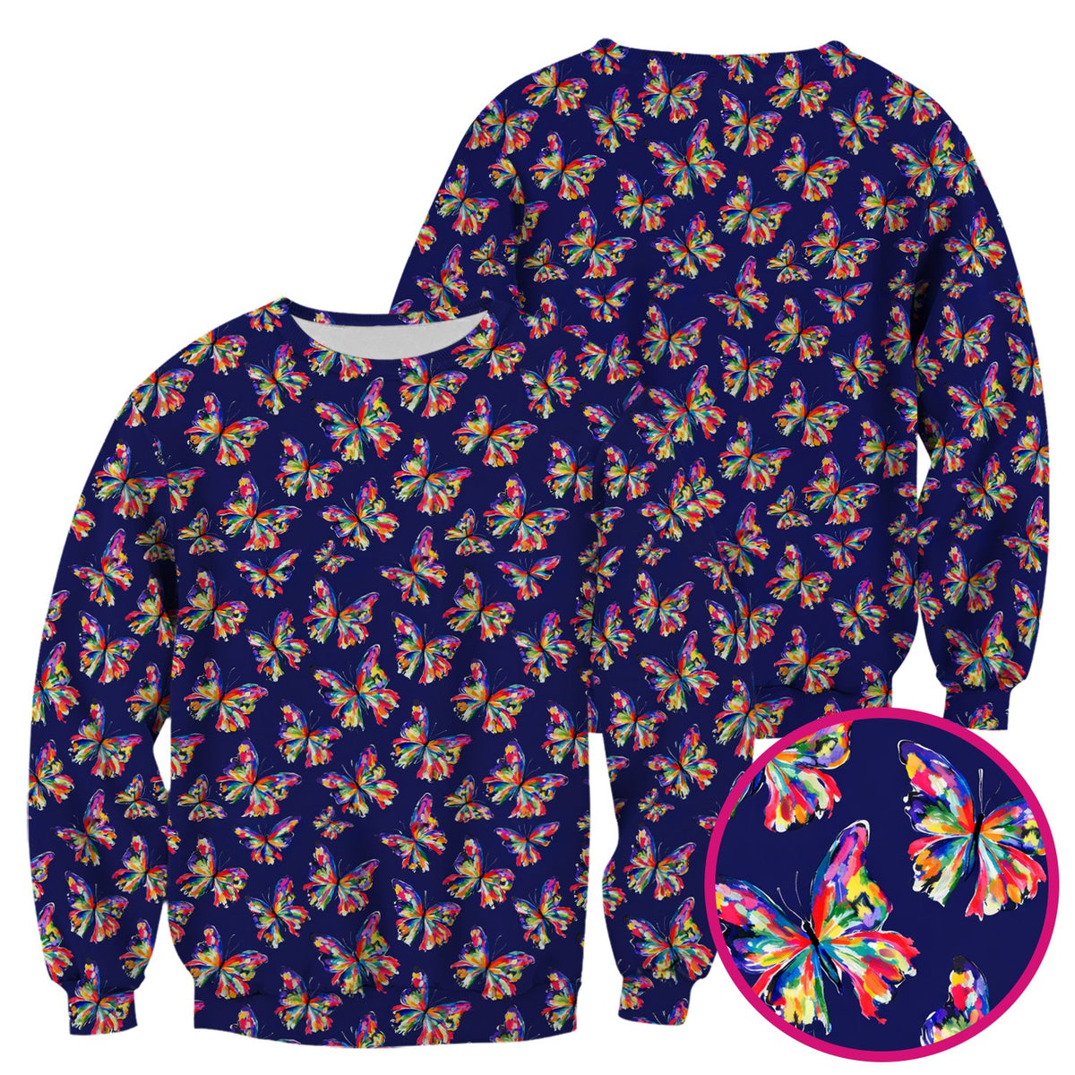 Personalized Vibrant Rainbow Butterfly Nurse Scrub Top