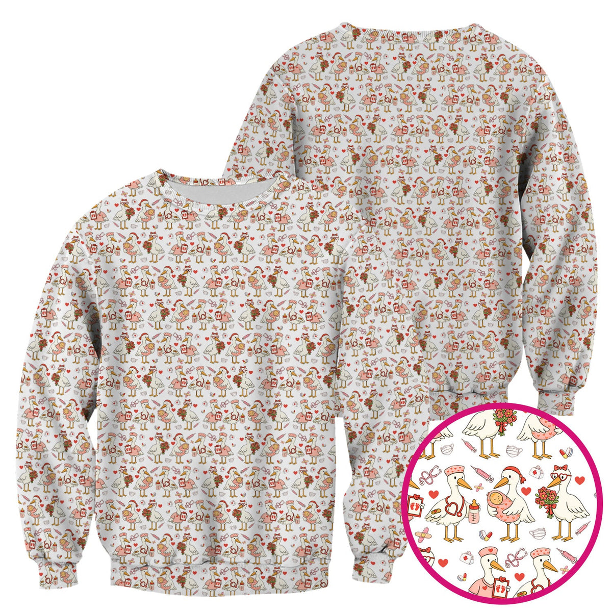 Valentine Goose Nurse Scrub Top