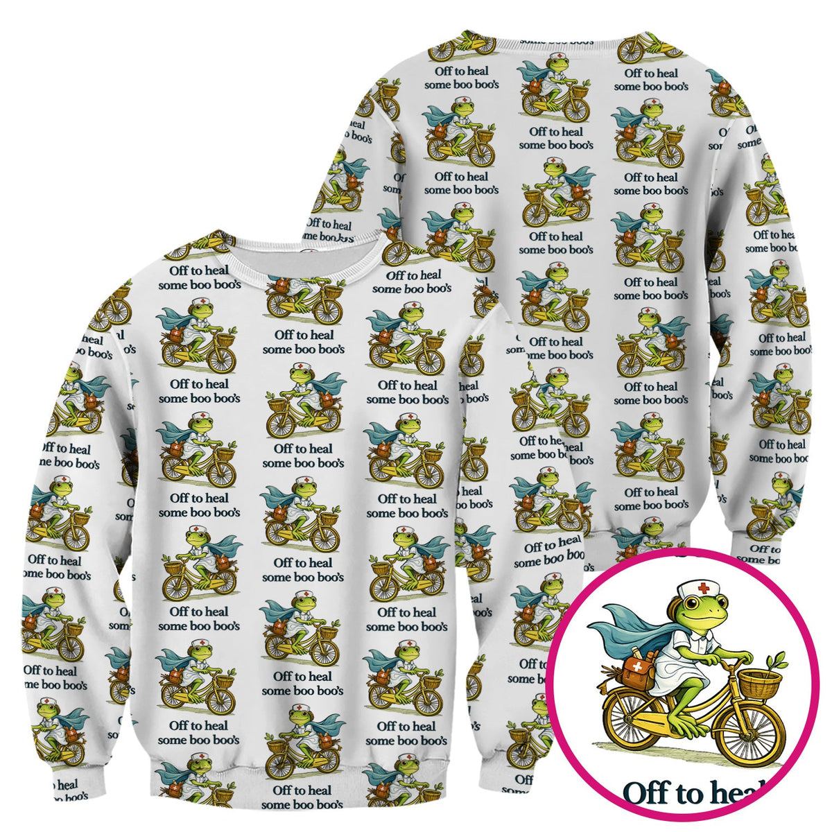 Frog Cycling Nurse Scrub Top