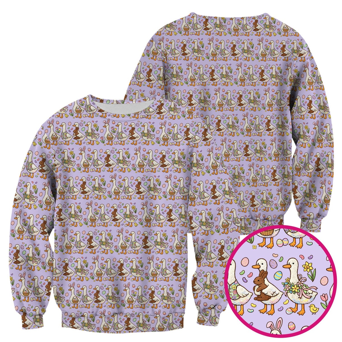 Duck Bunny Egg Floral Nurse Scrub Top - Easter Gift