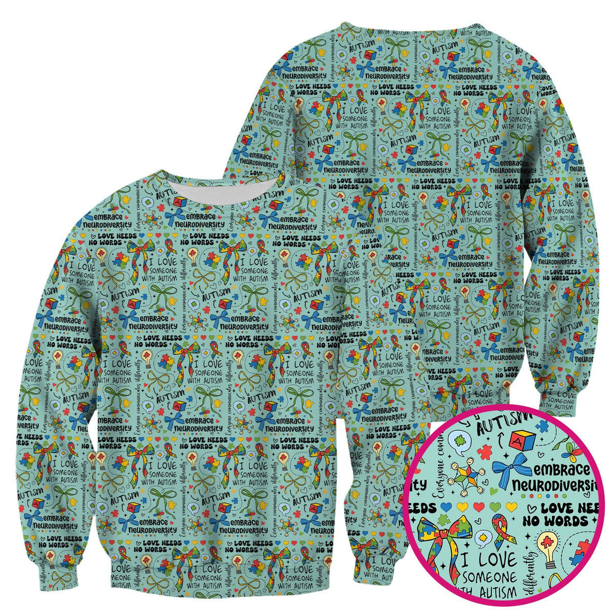 Autism Awareness Puzzle Ribbon Pastel Nurse Scrub Top