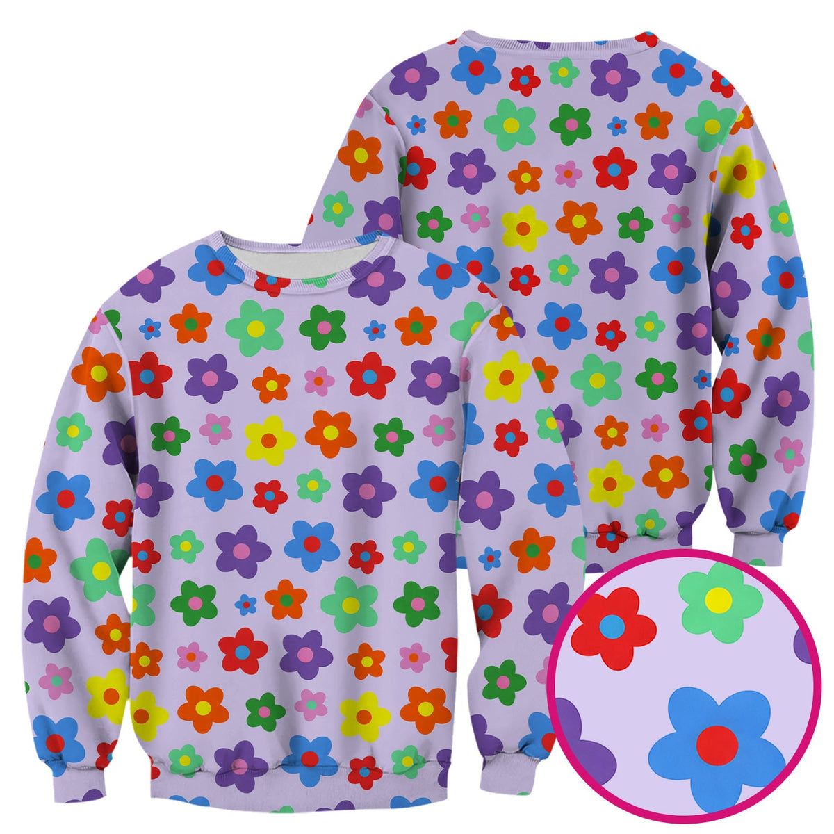 Colorful Retro Flower Nurse Scrub Top