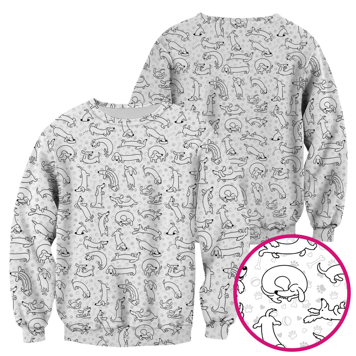Dachshund Line Art Nurse Scrub Top