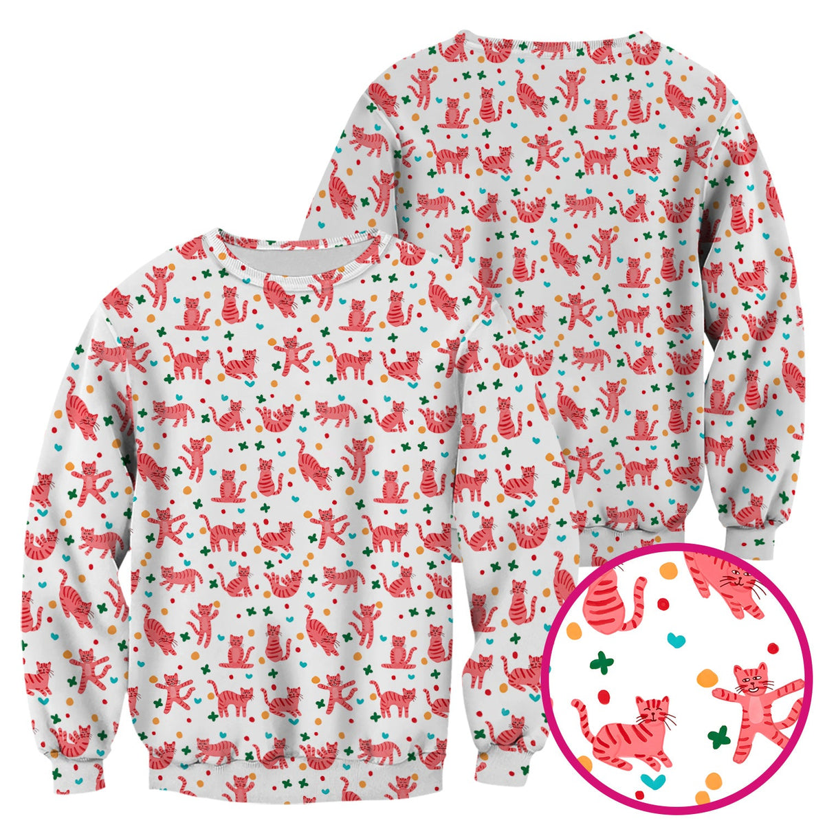 Pink Cat Nurse Scrub Top