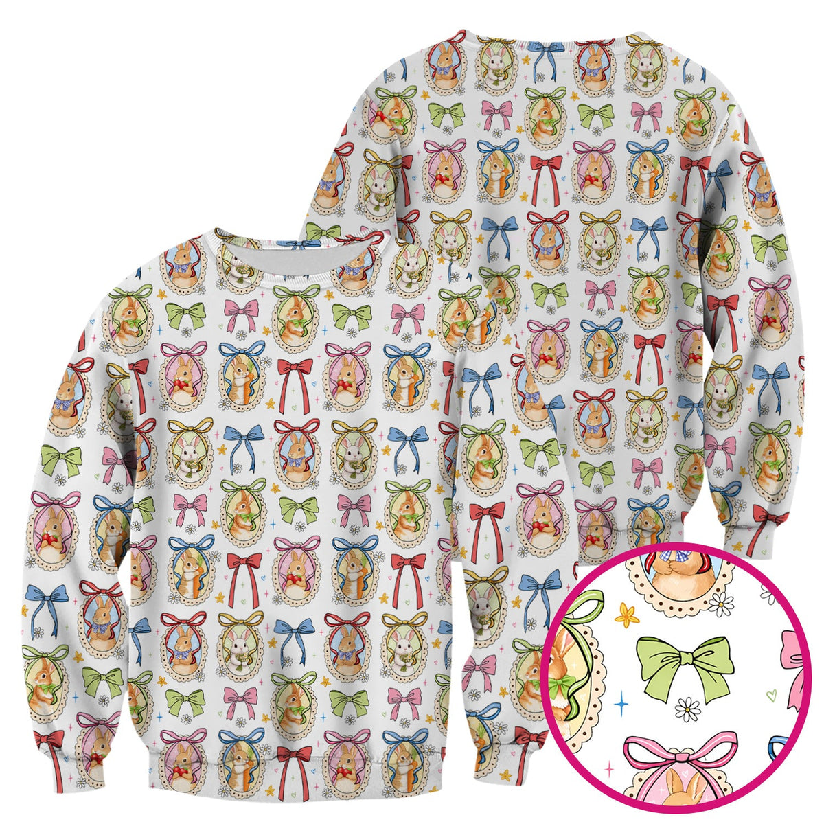 Bunny Cameo Bow Nurse Scrub Top - Easter Gift