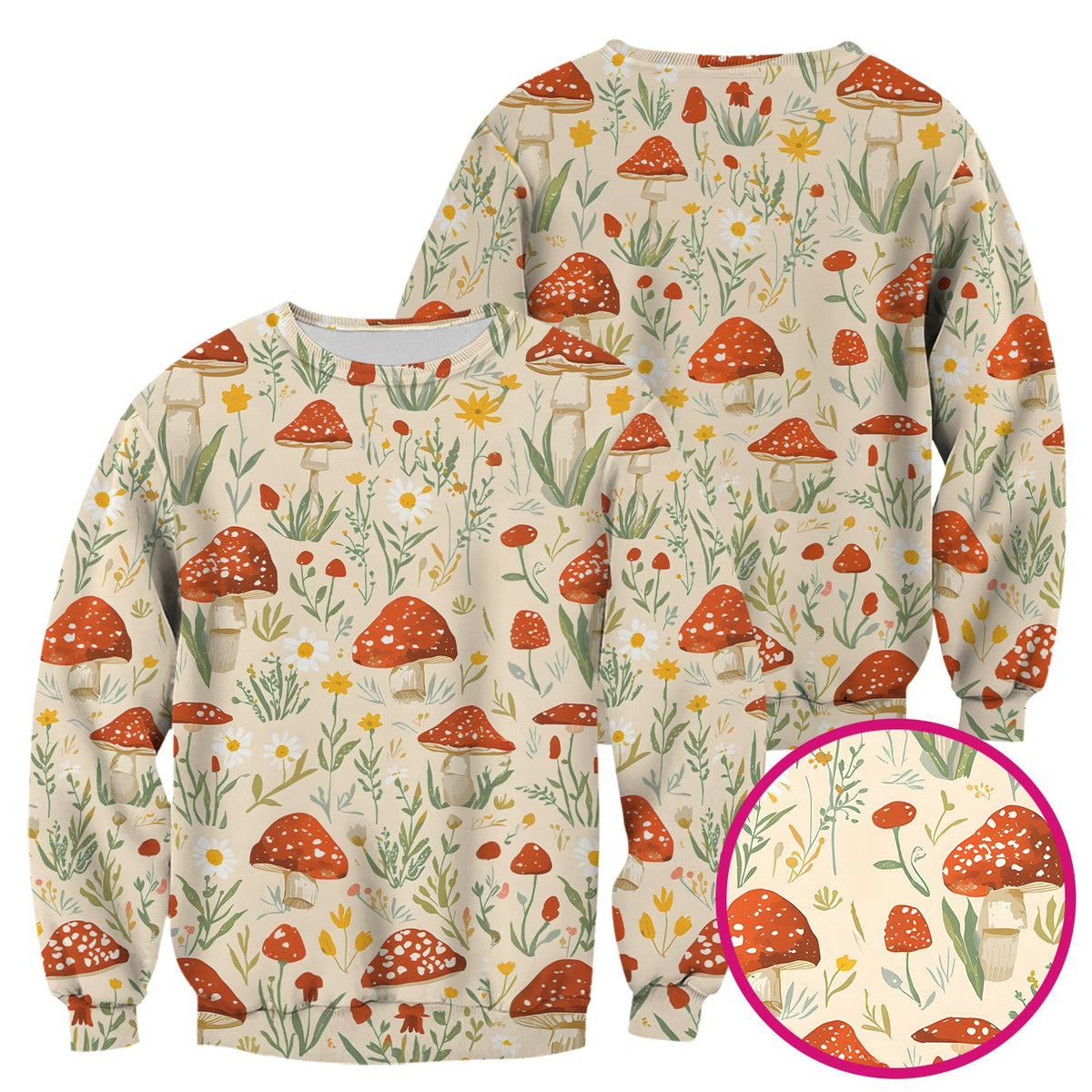 Mushroom Wildflower Nurse Scrub Top