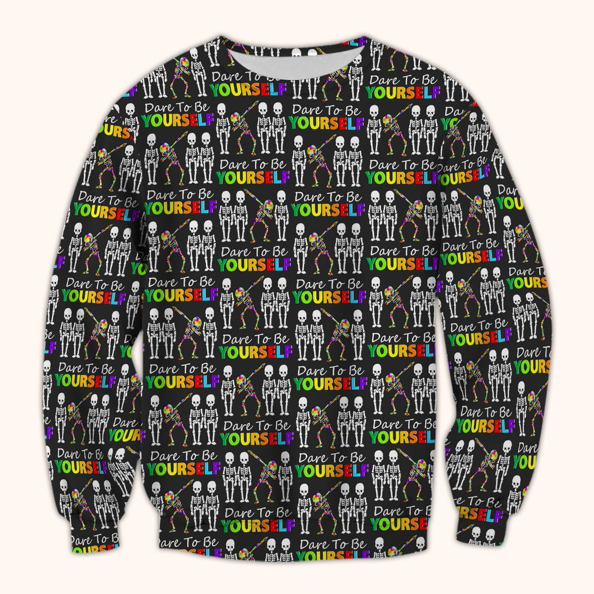 Rainbow Skeleton Dare To Be Yourself Nurse Scrub Top