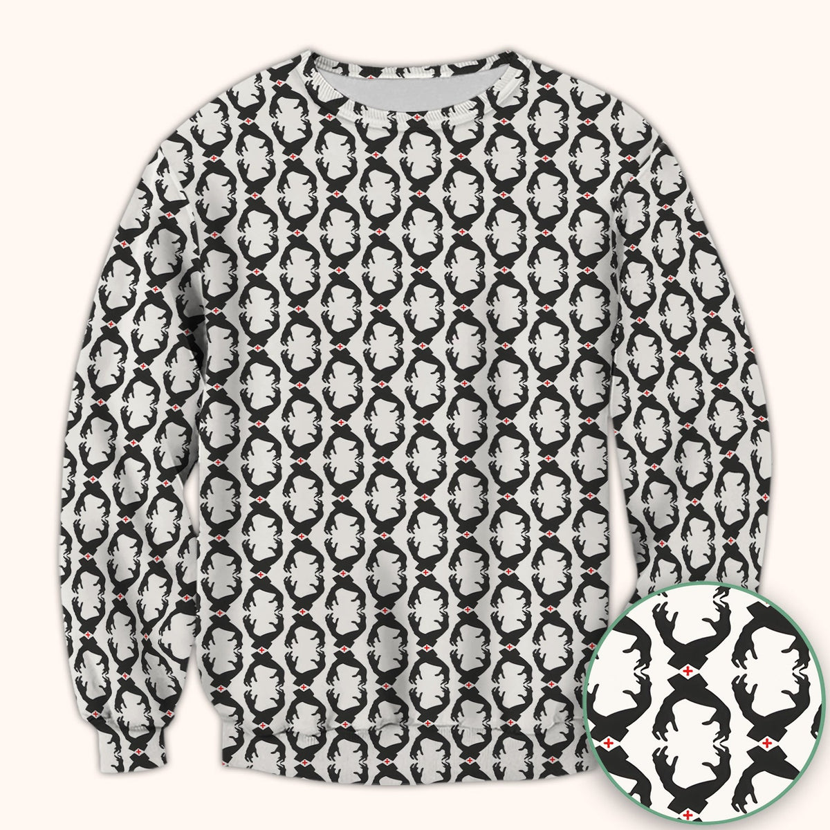 Creepy Hands Black White Red Nurse Scrub Top
