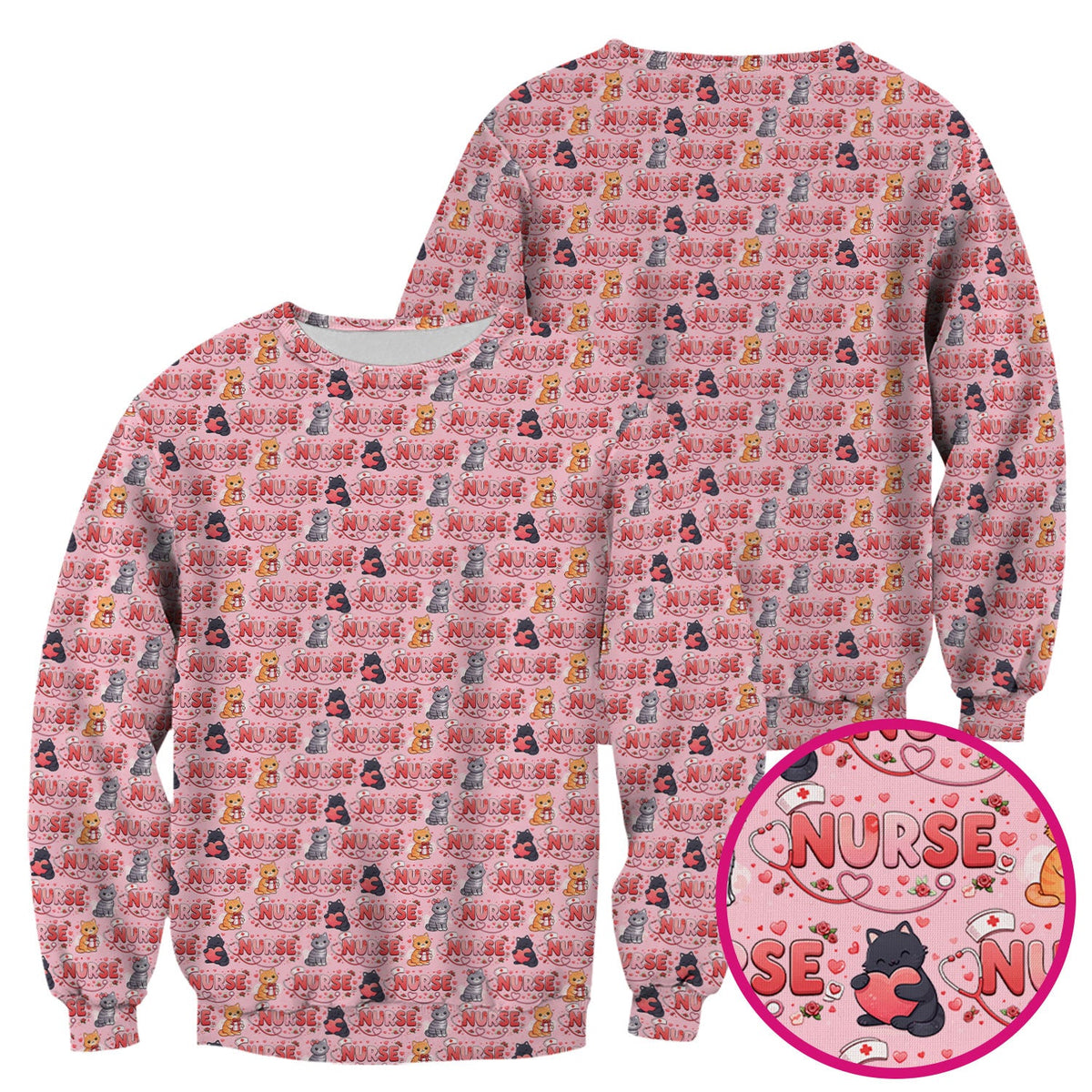 Cat Heart Nurse Scrub Top - Valentines Day Gift