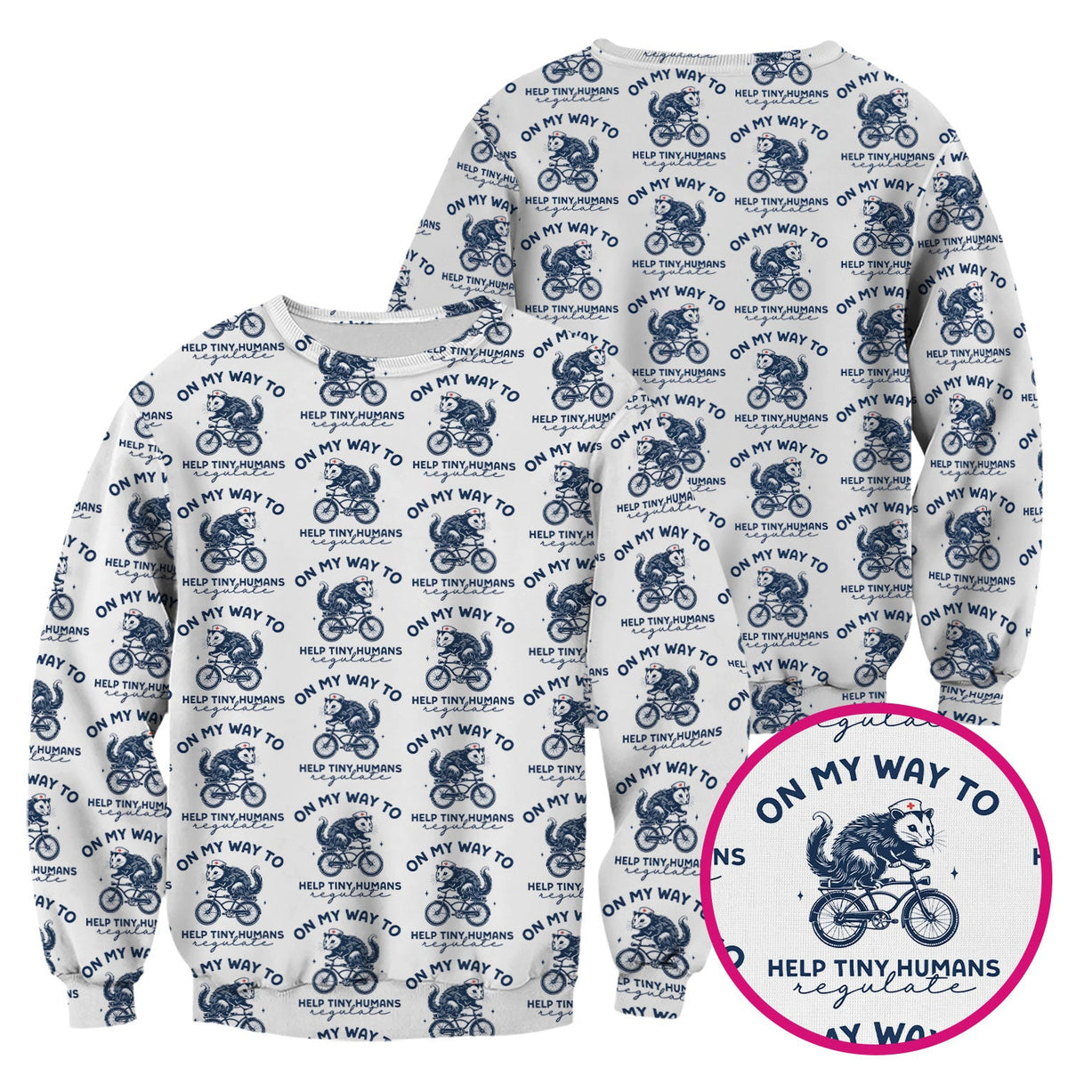 Biking Opossum Funny Quote Nurse Scrub Top