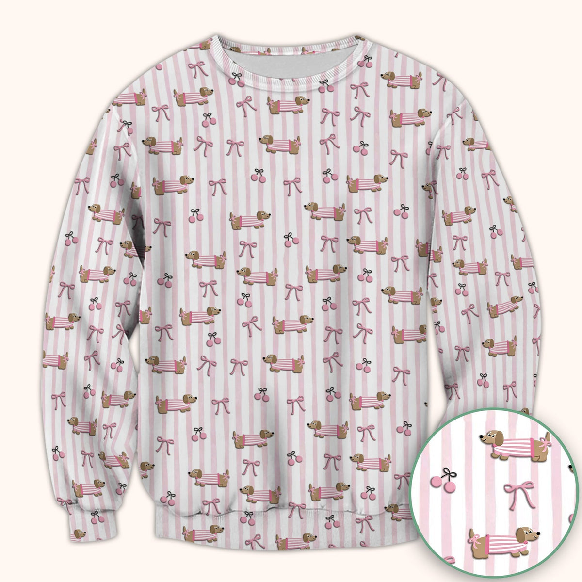 Dachshund Pink Stripe Nurse Scrub Top