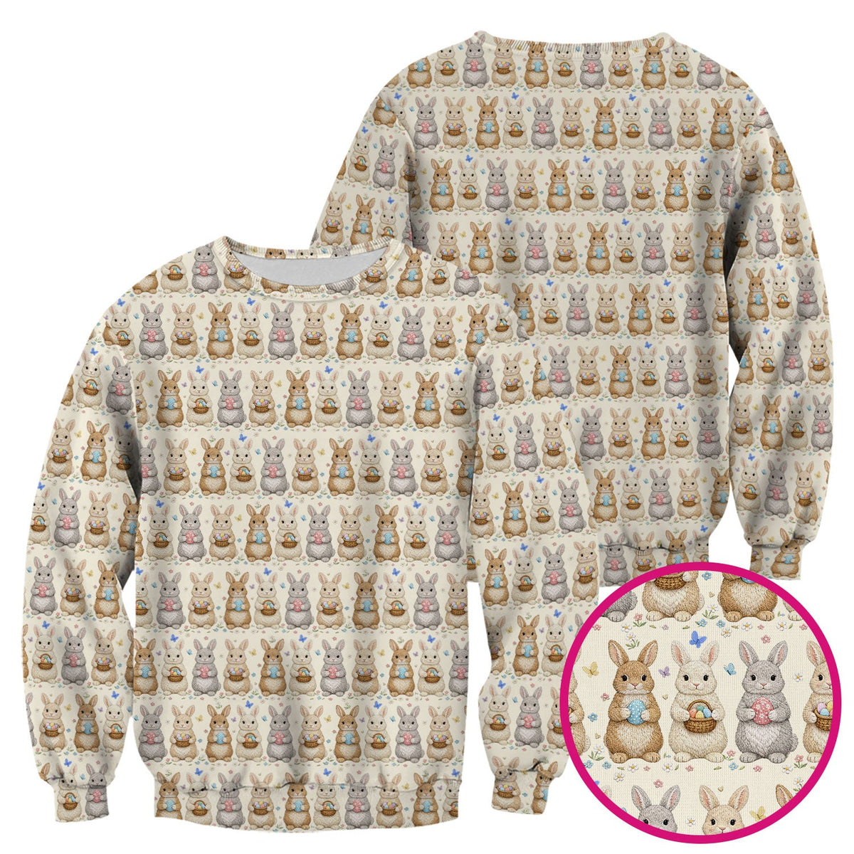 Bunny Basket Pastel Nurse Scrub Top - Easter Gift