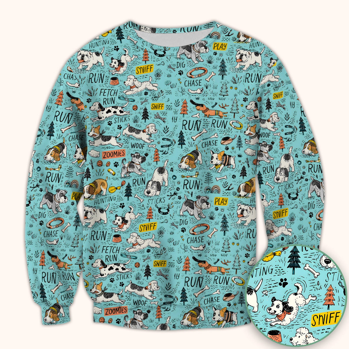 Cartoon Puppy Adventure Nurse Scrub Top