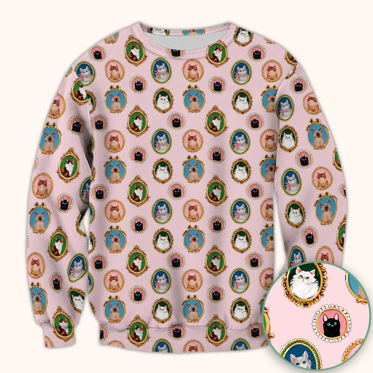 Vintage Cat Portrait Nurse Scrub Top