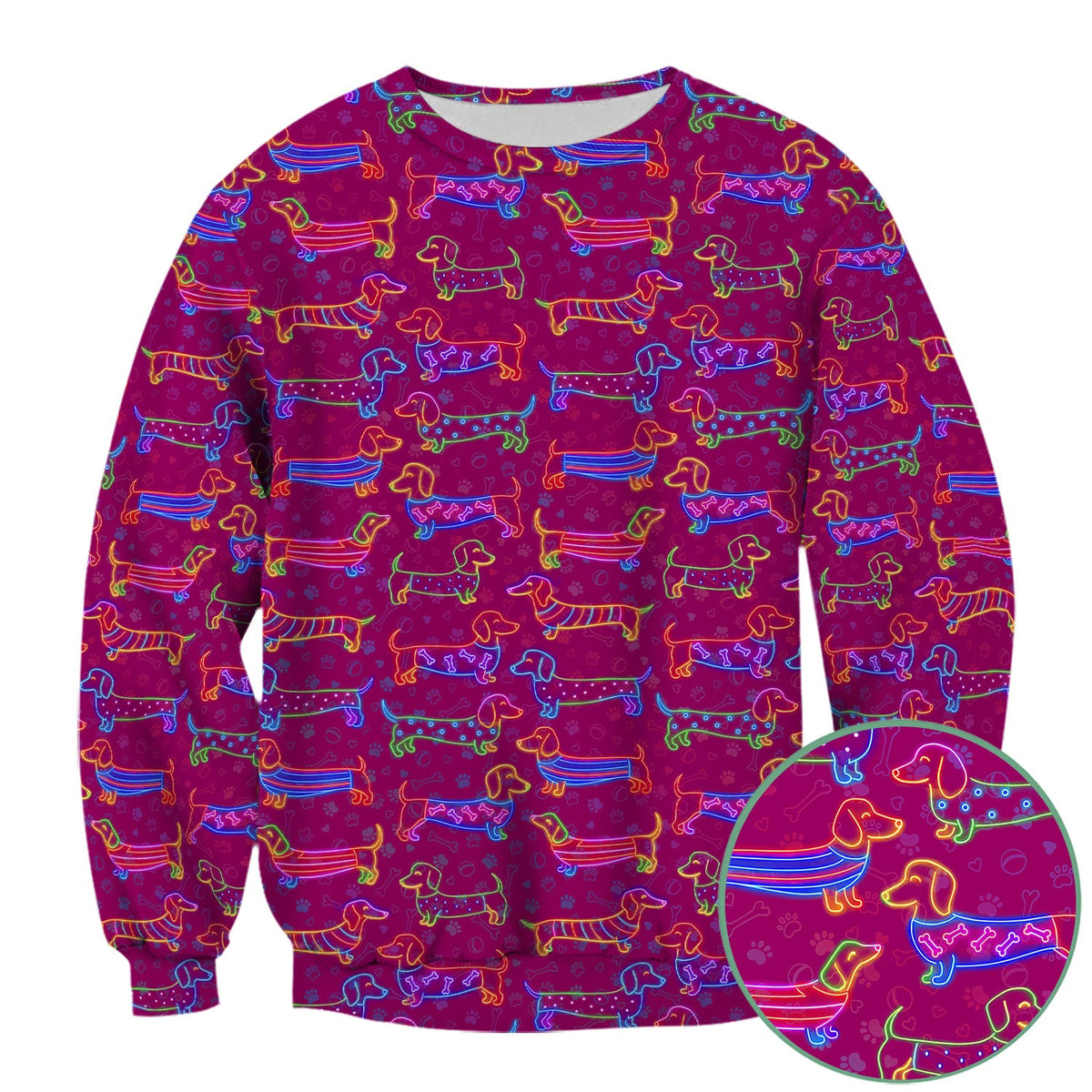 Neon Wiener Dog Nurse Scrub Top