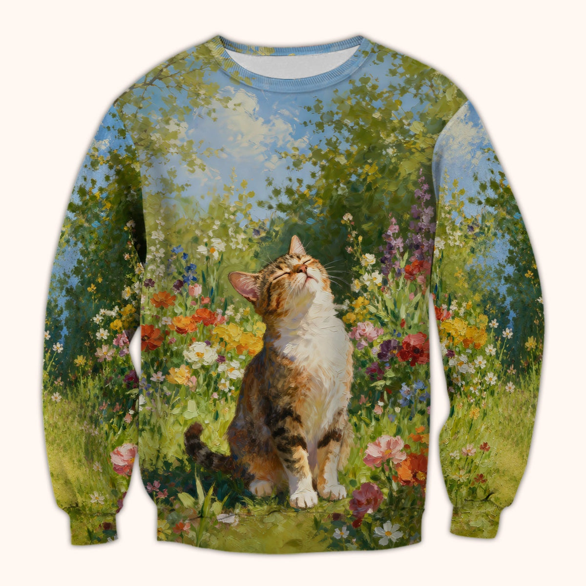 Whimsical Garden Cat Blossom Nurse Scrub Top