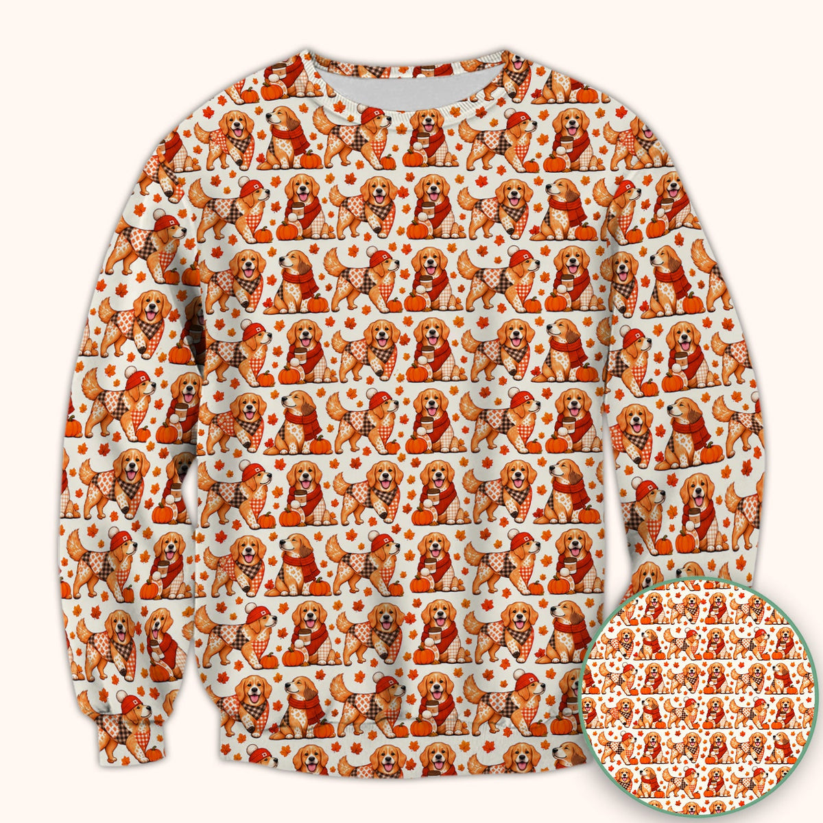 Fall Golden Retriever Pumpkin Nurse Scrub Top