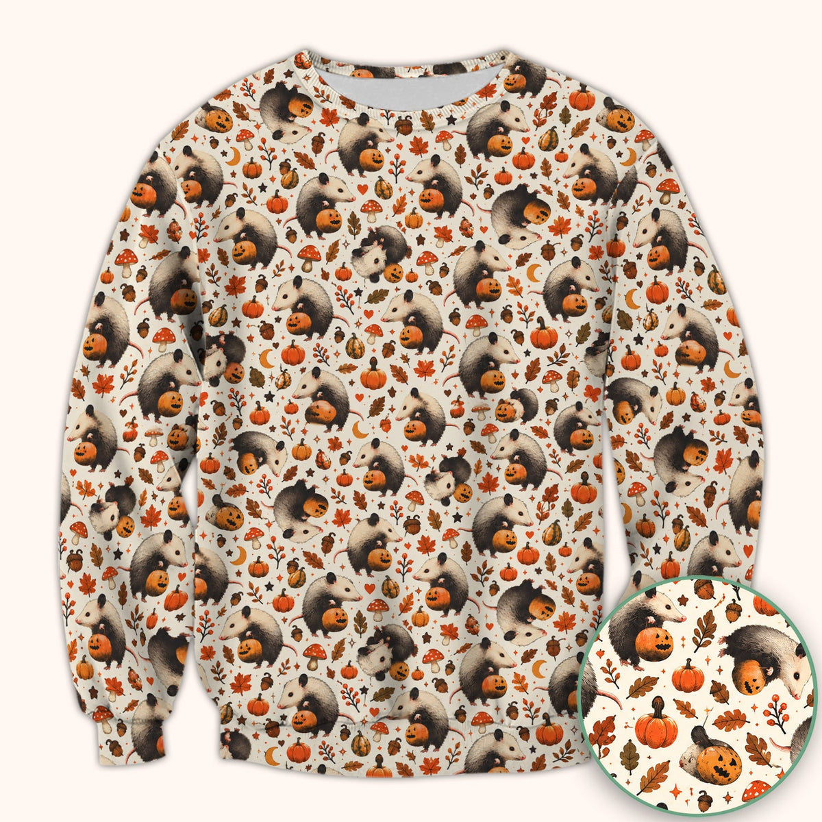 Opossum Pumpkin Patch Nurse Scrub Top - Halloween Gift