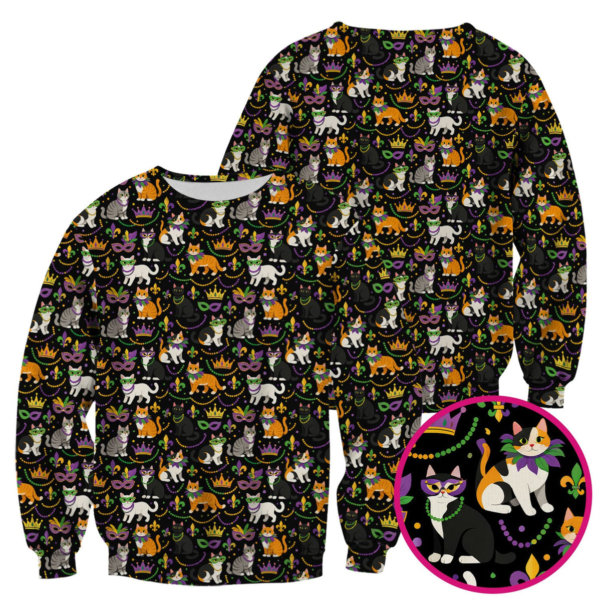 Cat Mardi Gras Nurse Scrub Top