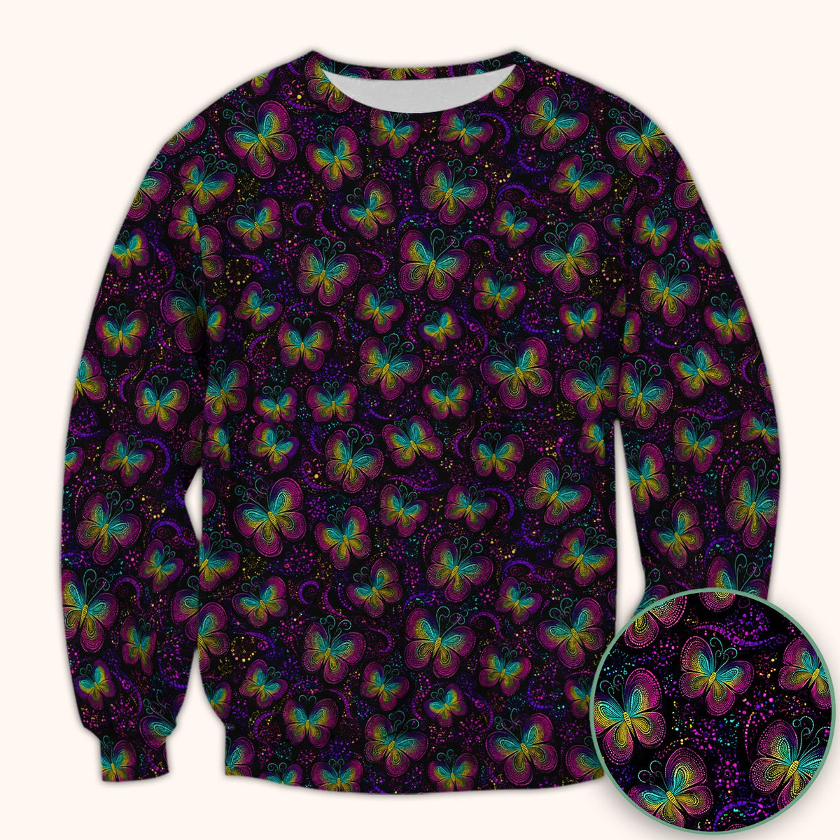 Neon Butterfly Swirl Nurse Scrub Top