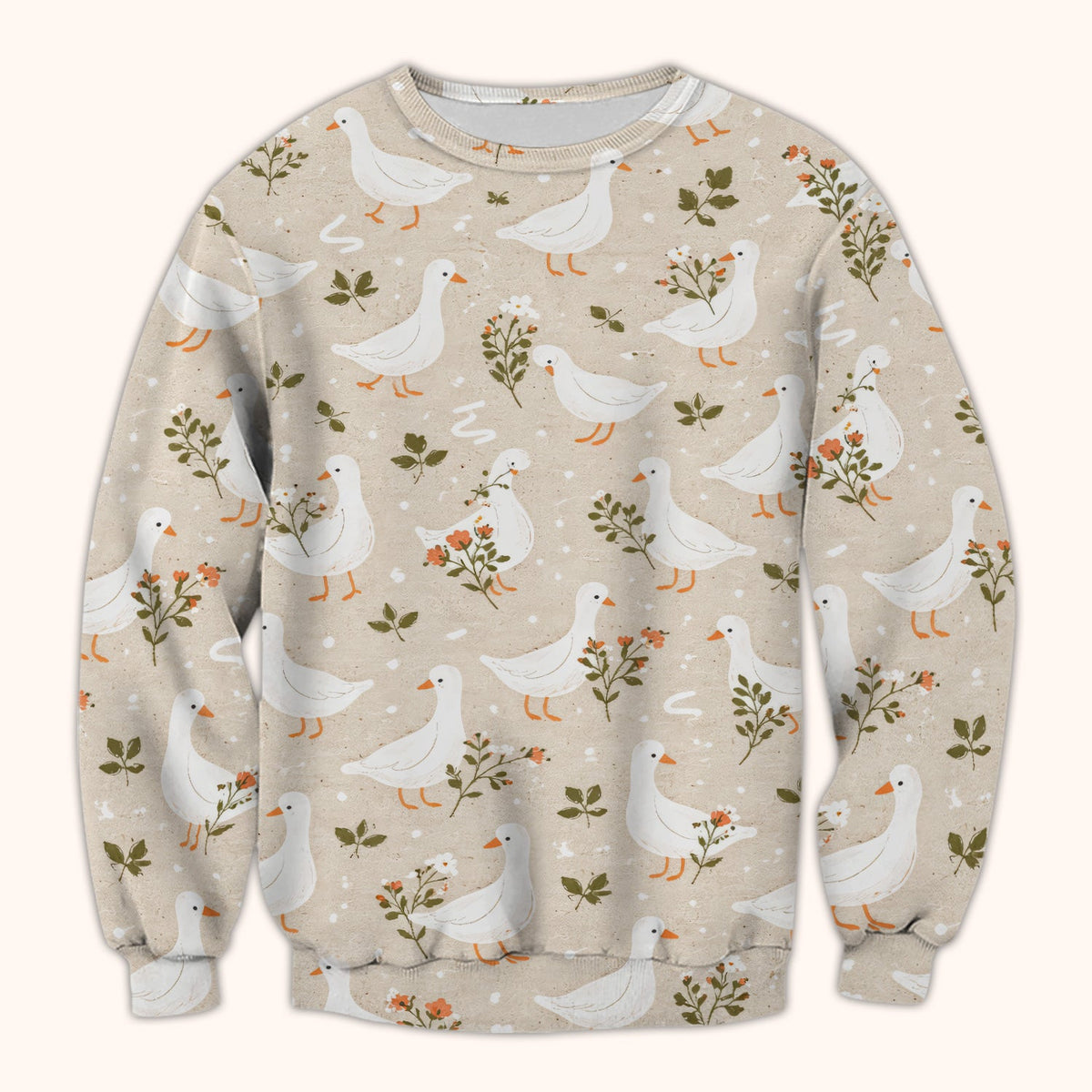 White Goose Floral Meadow Nurse Scrub Top