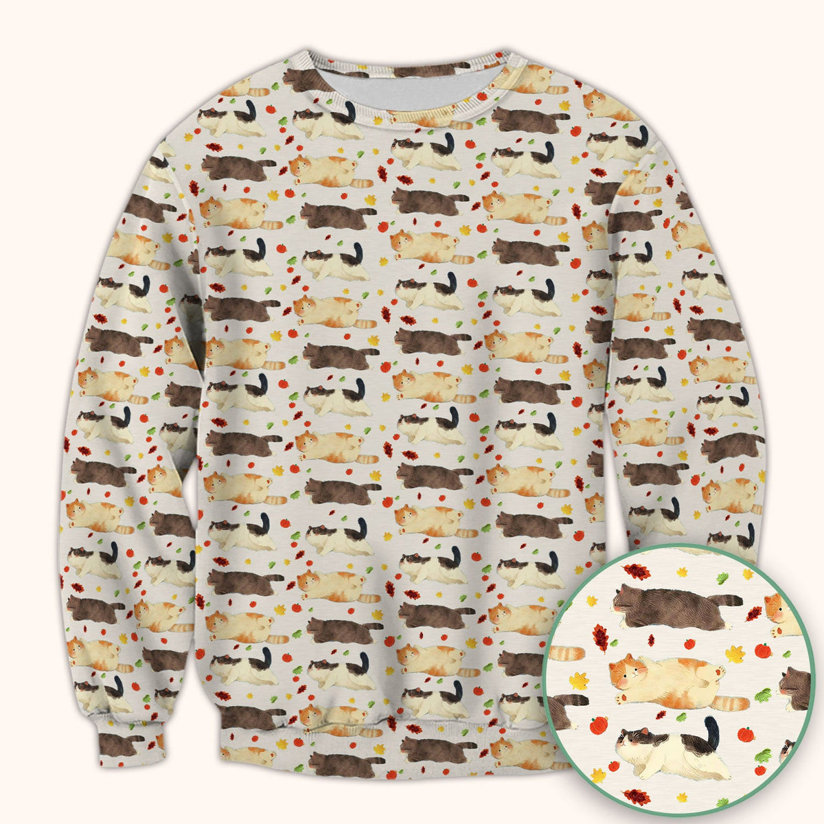 Chubby Cat Autumn Leaves Nurse Scrub Top