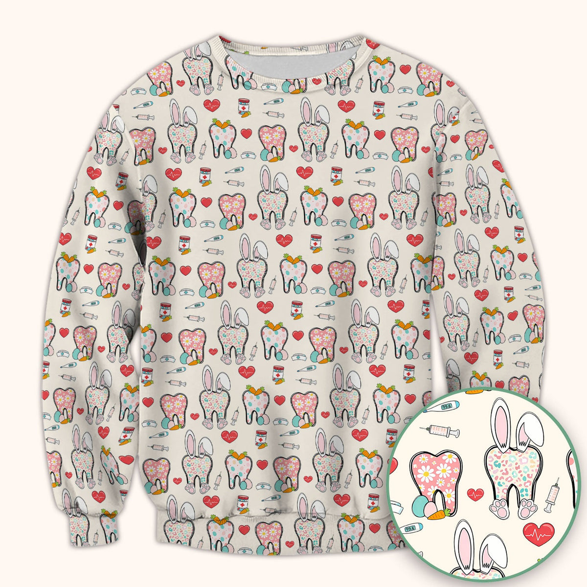 Easter Bunny Dentist Nurse Scrub Top