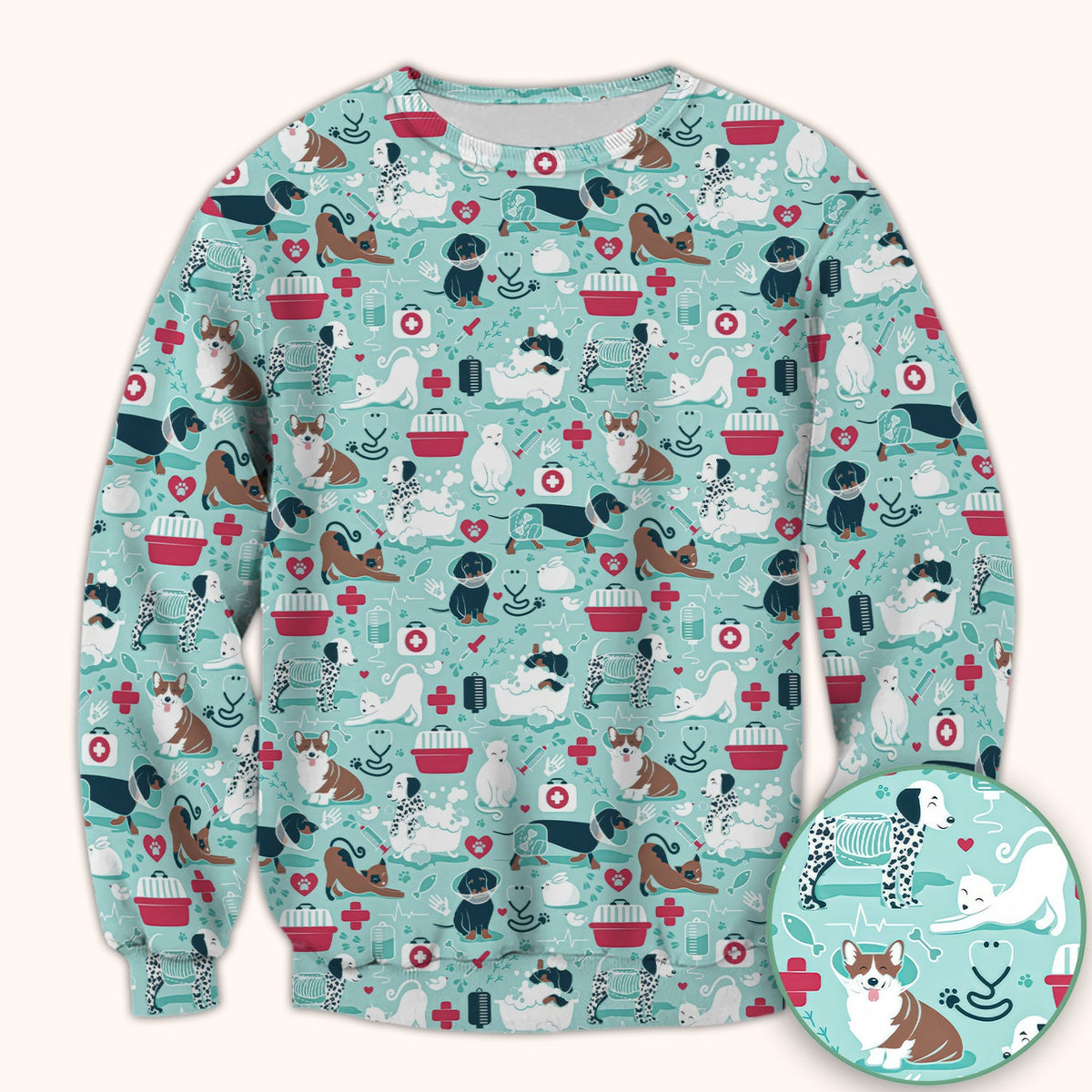 Dogs Veterinary Tools Nurse Scrub Top