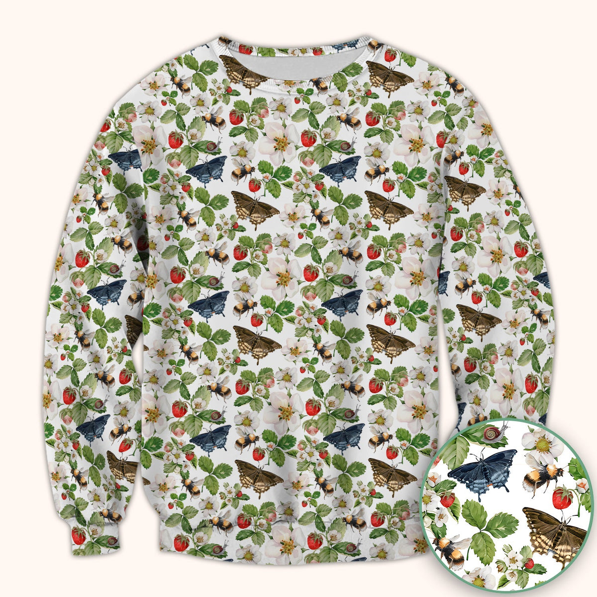 Strawberry Butterfly Garden Nurse Scrub Top
