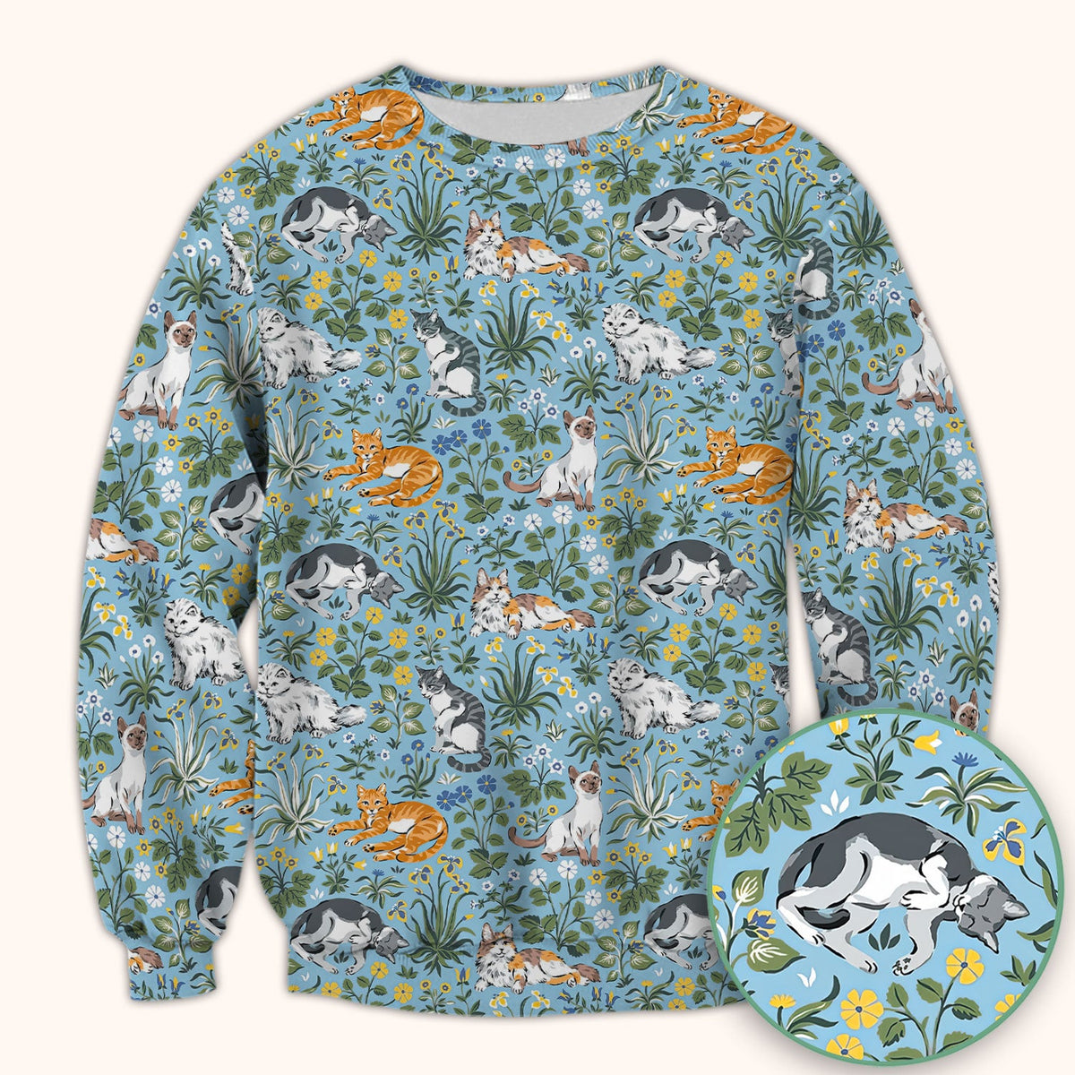 Floral Cat Garden Nurse Scrub Top