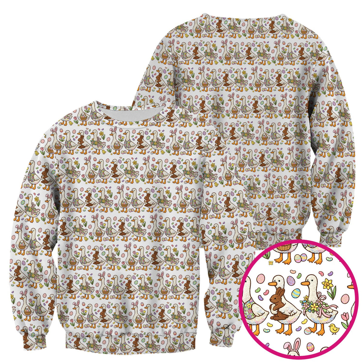 Duck Bunny Egg Floral Nurse Scrub Top - Easter Gift