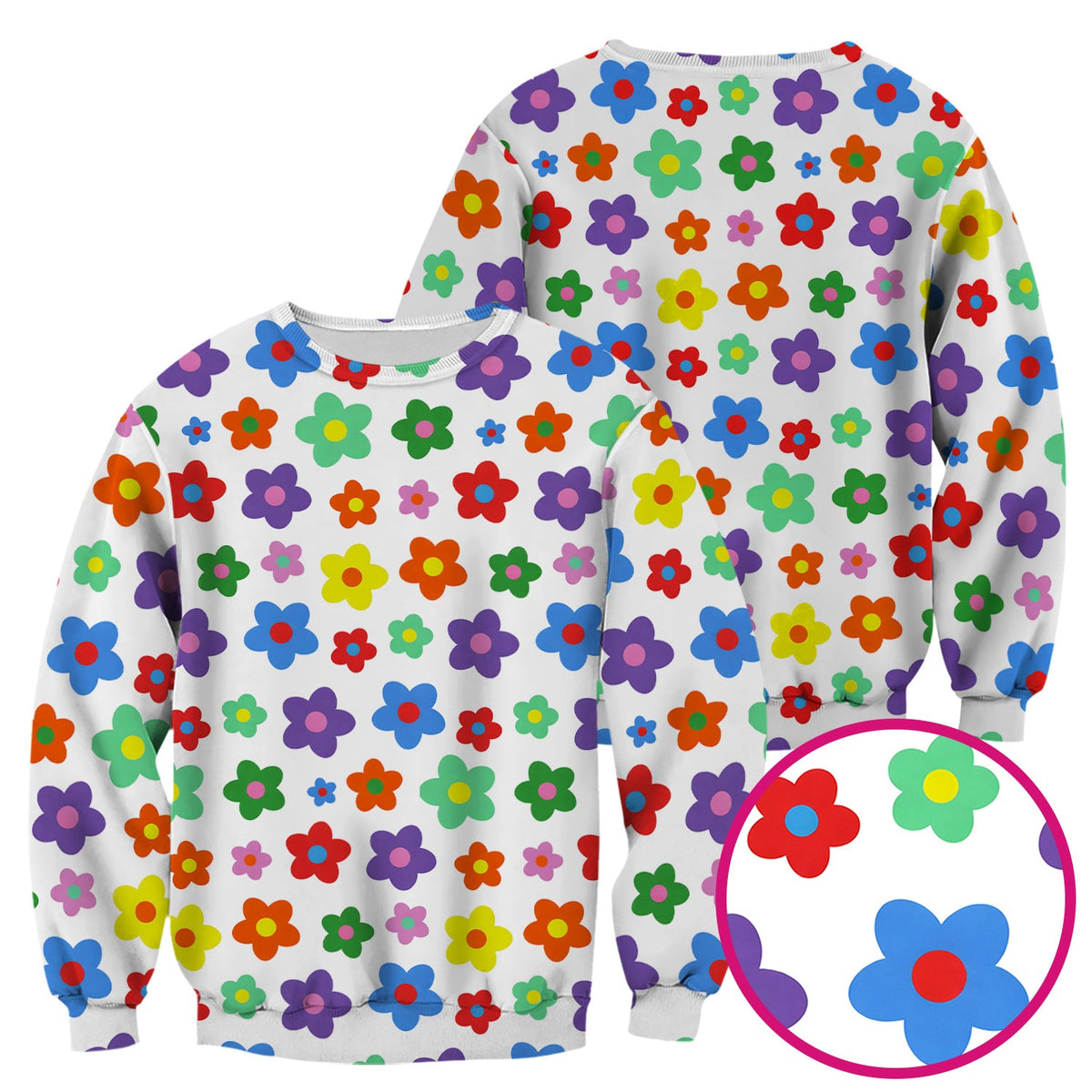 Colorful Retro Flower Nurse Scrub Top