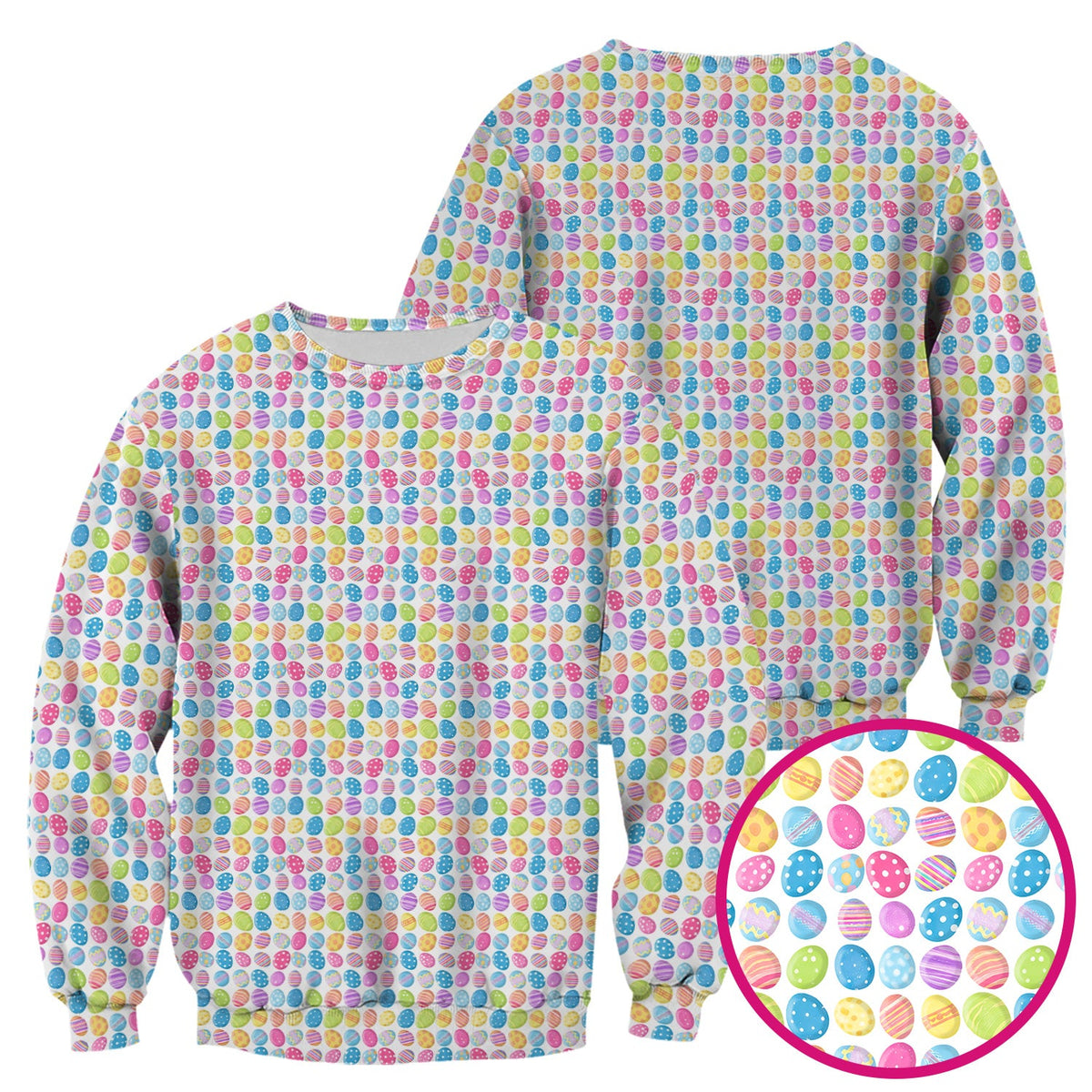 Colorful Easter Eggs Pattern Scrub Top, Comfortable Scrubs for Nurses