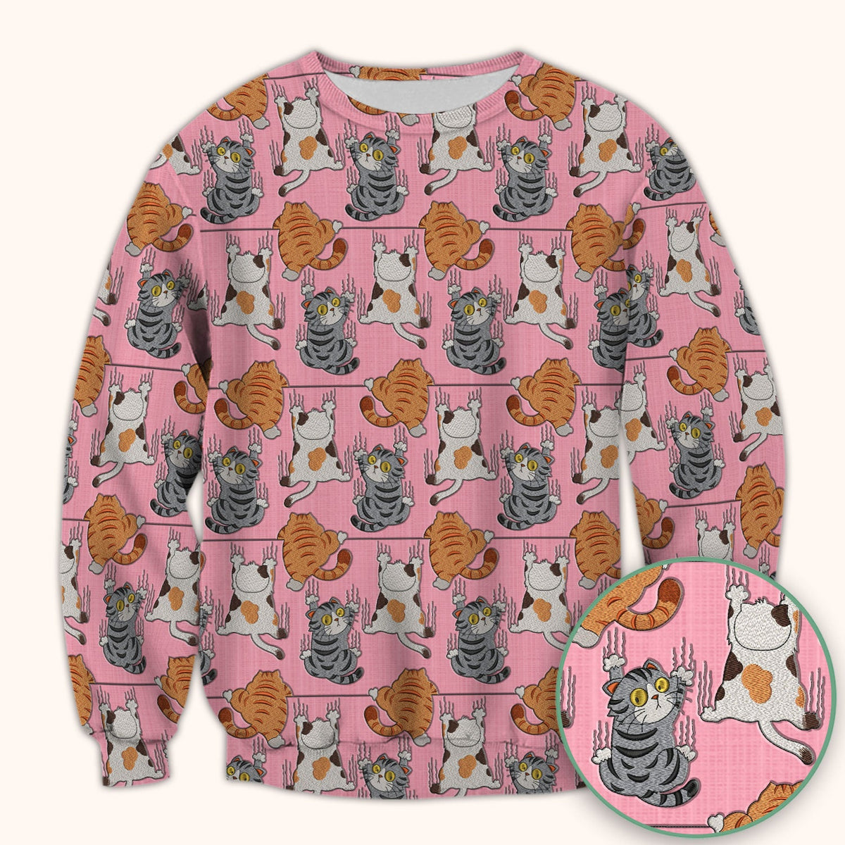Cute Cat Pattern Nurse Scrub Top, Cats Medical Pattern Shirt, Breathable Fabrics Nursing Uniform