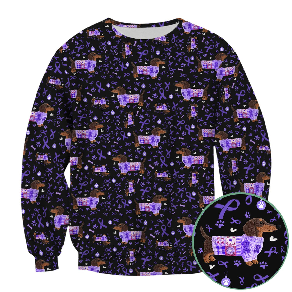 Purple Ribbon Dachshund Nurse Scrub Top