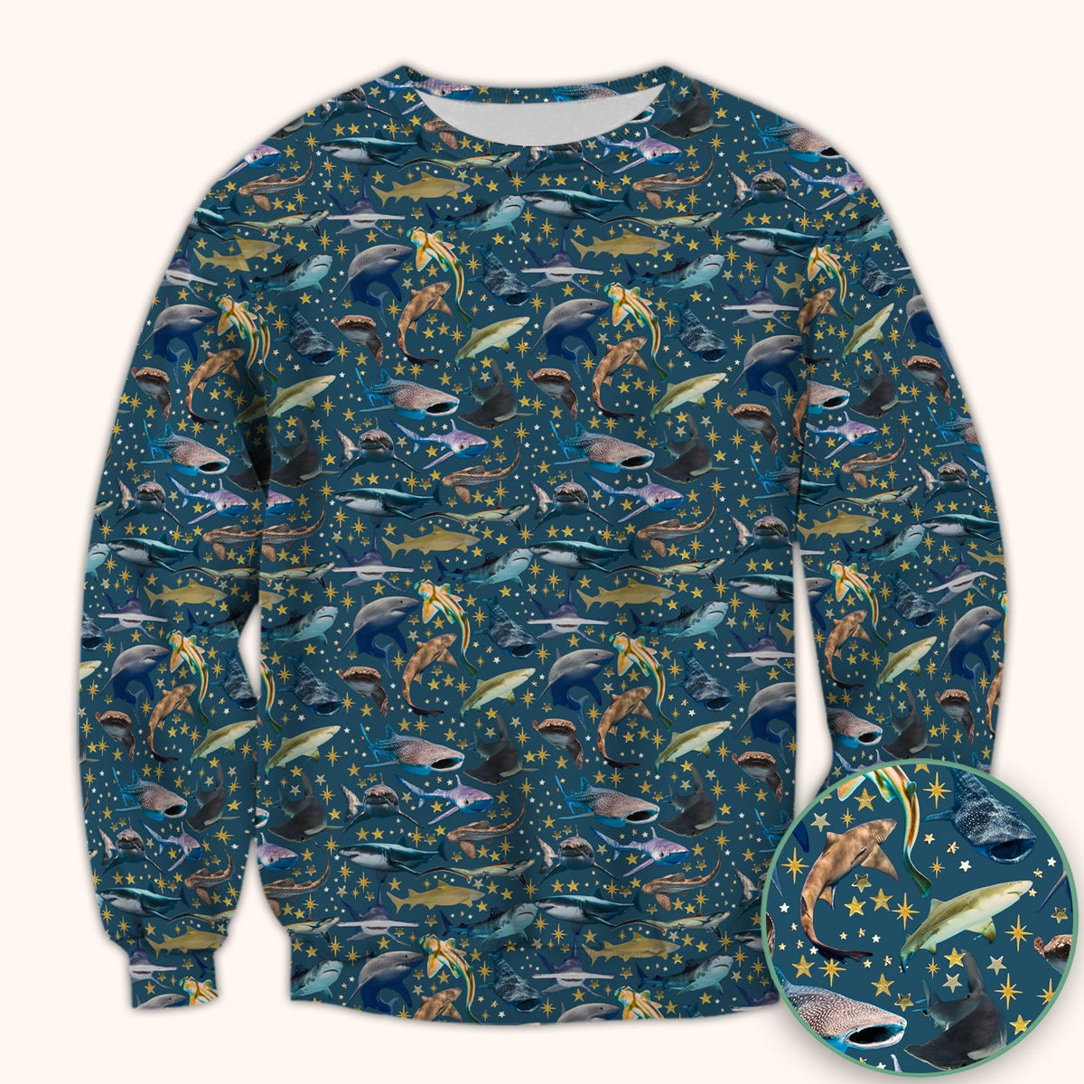 Colorful Shark Ocean Nurse Scrub Top