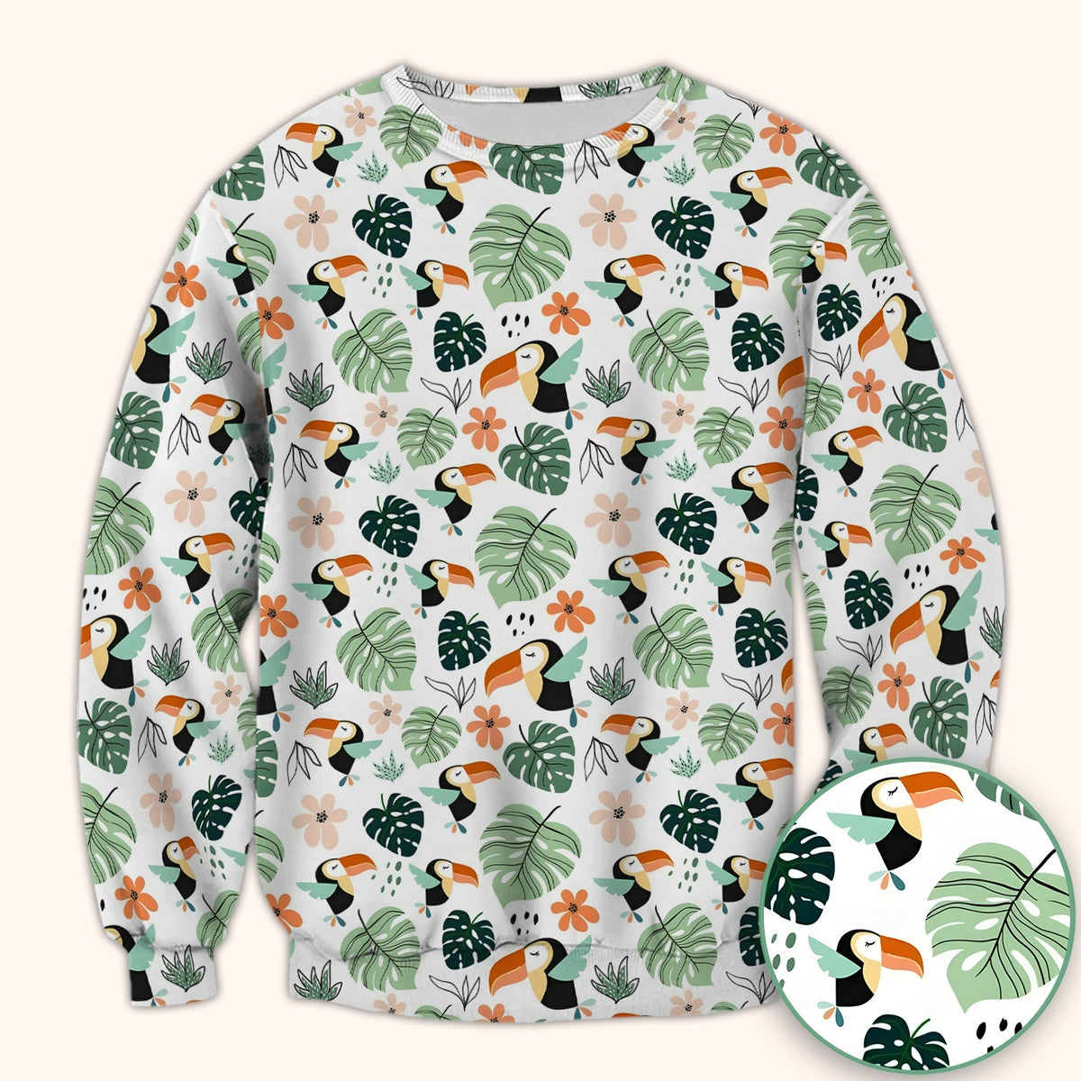 Tropical Toucan Leaf Floral Nurse Scrub Top