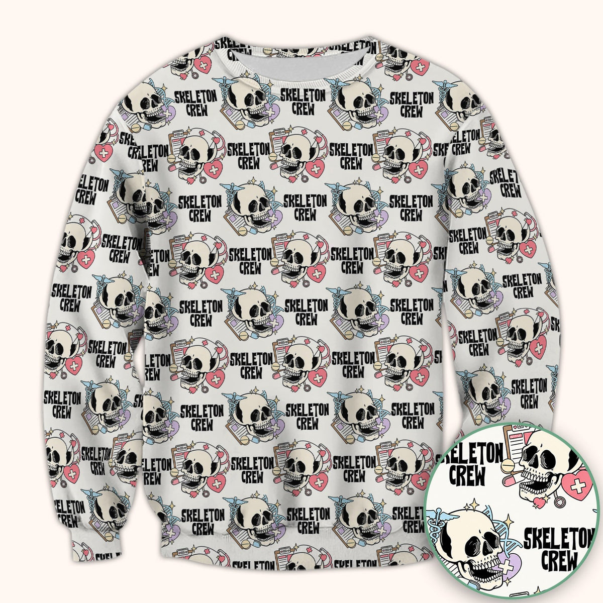 Skeleton Crew Nurse Scrub Top - Halloween Gift