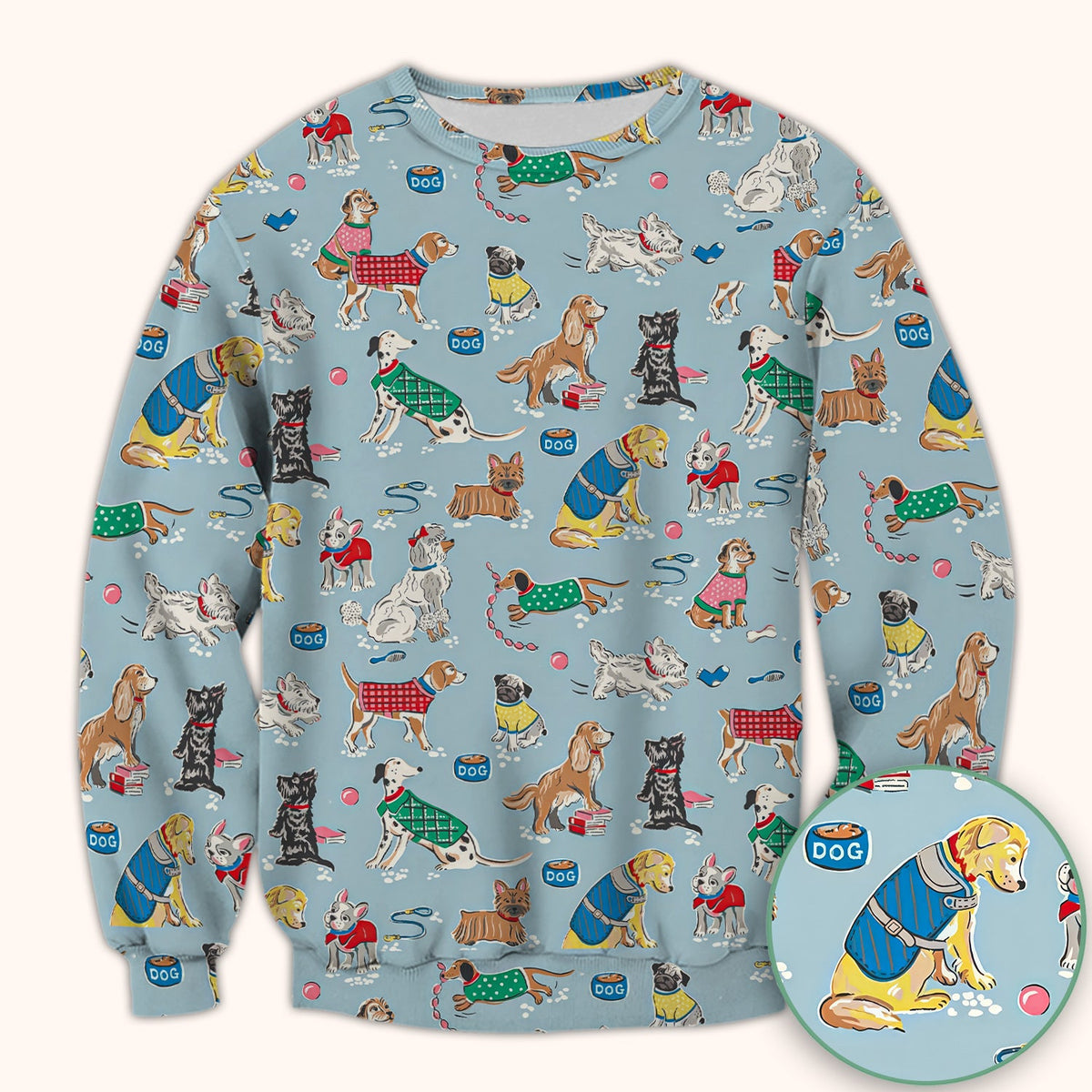Dog Sweater Playing Ball Nurse Scrub Top