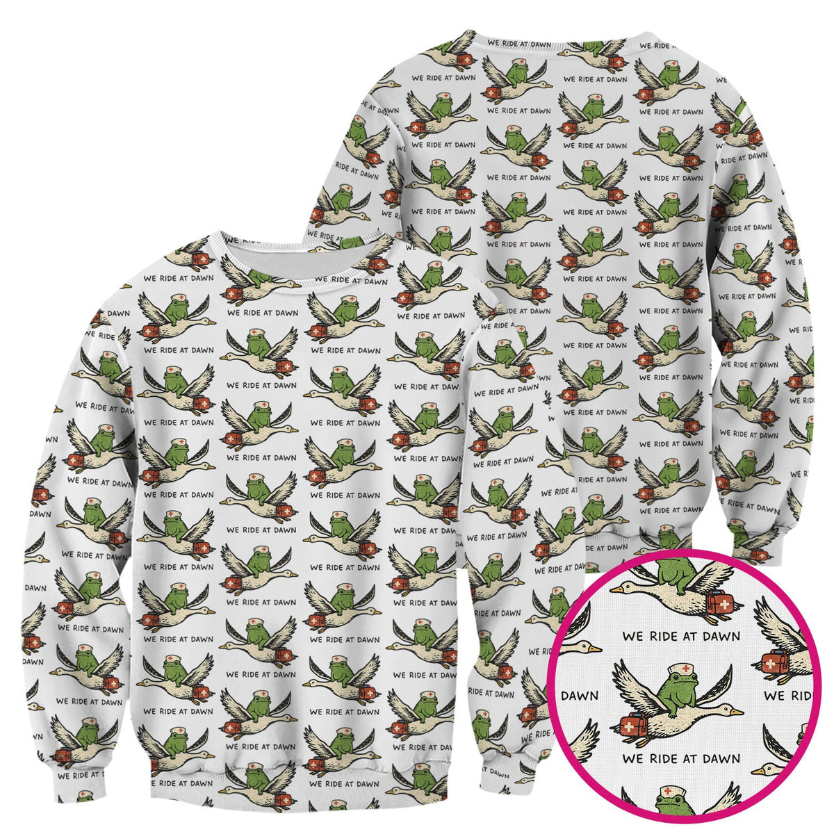Frog Riding Goose Nurse Scrub Top