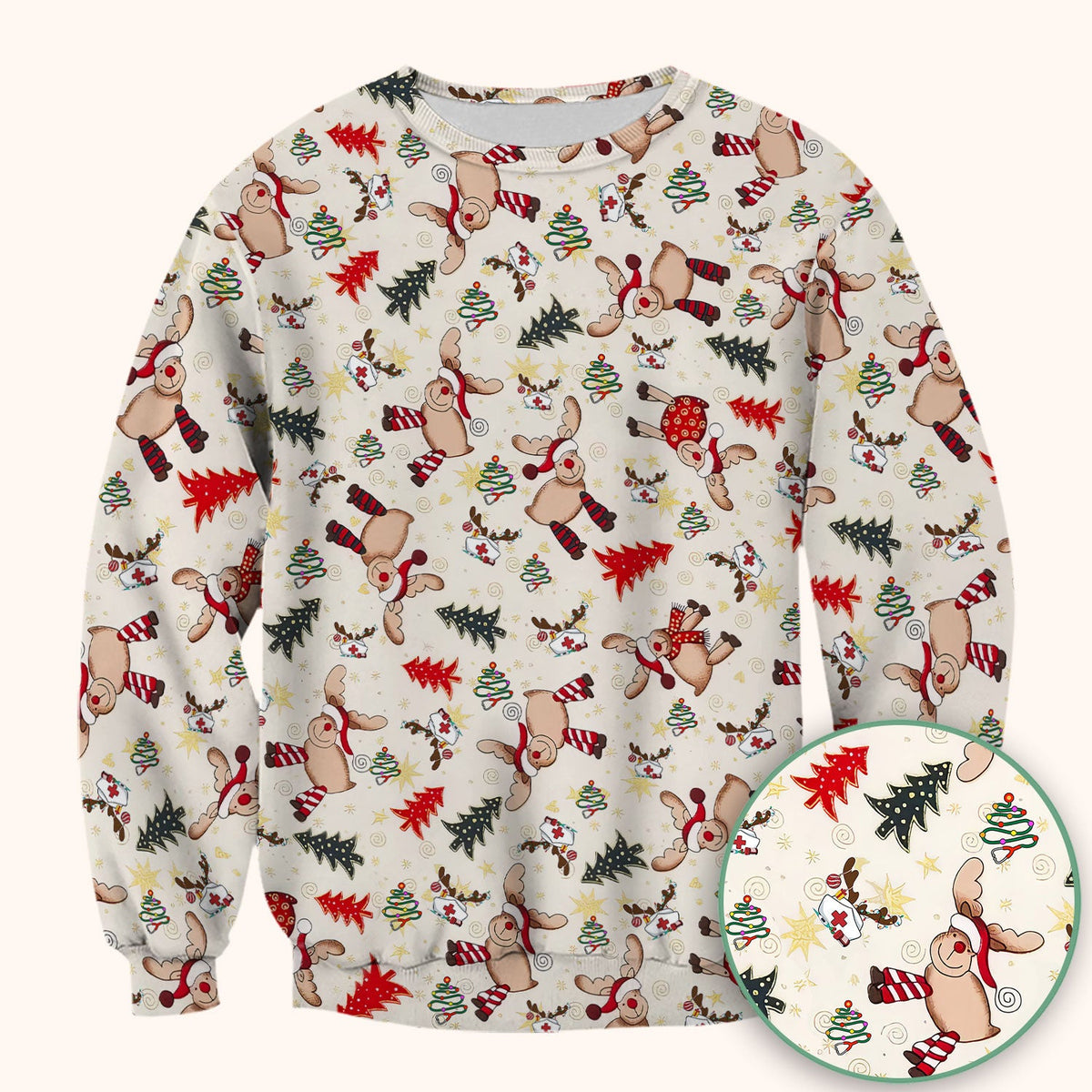 Reindeer Nurse Scrub Top - Christmas Gift