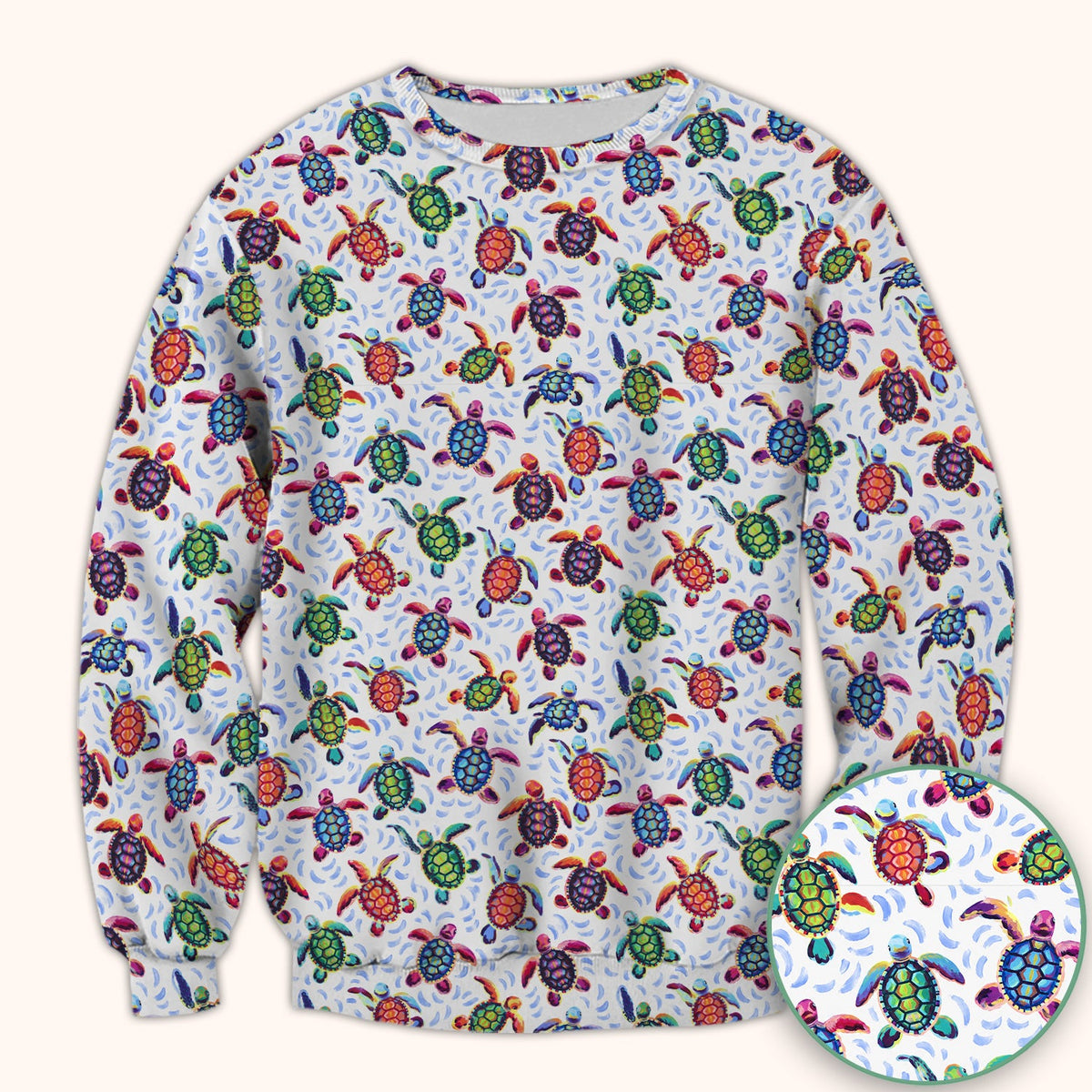 Colorful Sea Turtle Wave Nurse Scrub Top