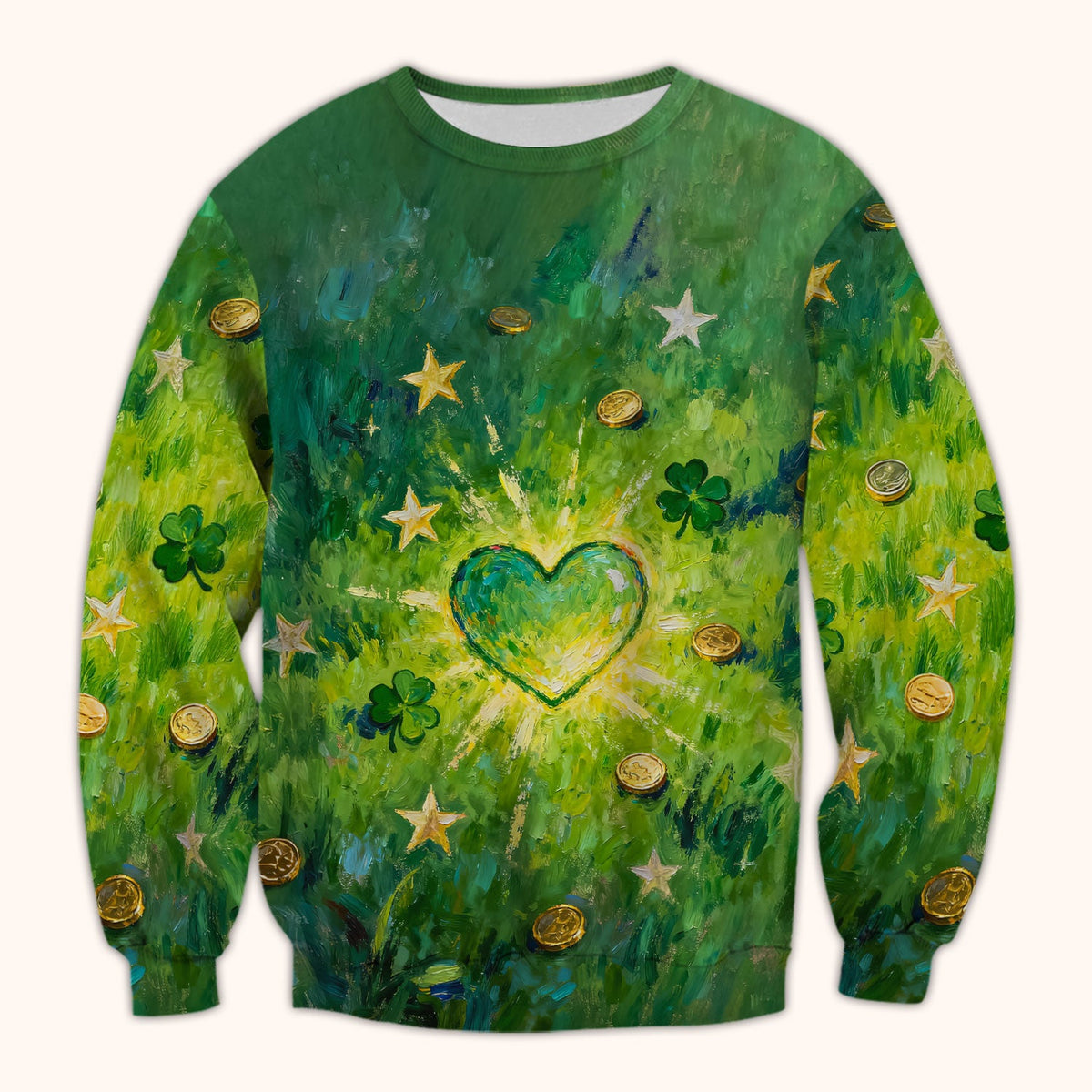 St Patrick Lucky Shamrock Heart Nurse Scrub Top