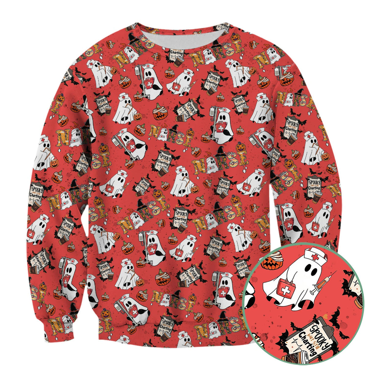 Spooky But Still Charting Nurse Scrub Top - Halloween Gift
