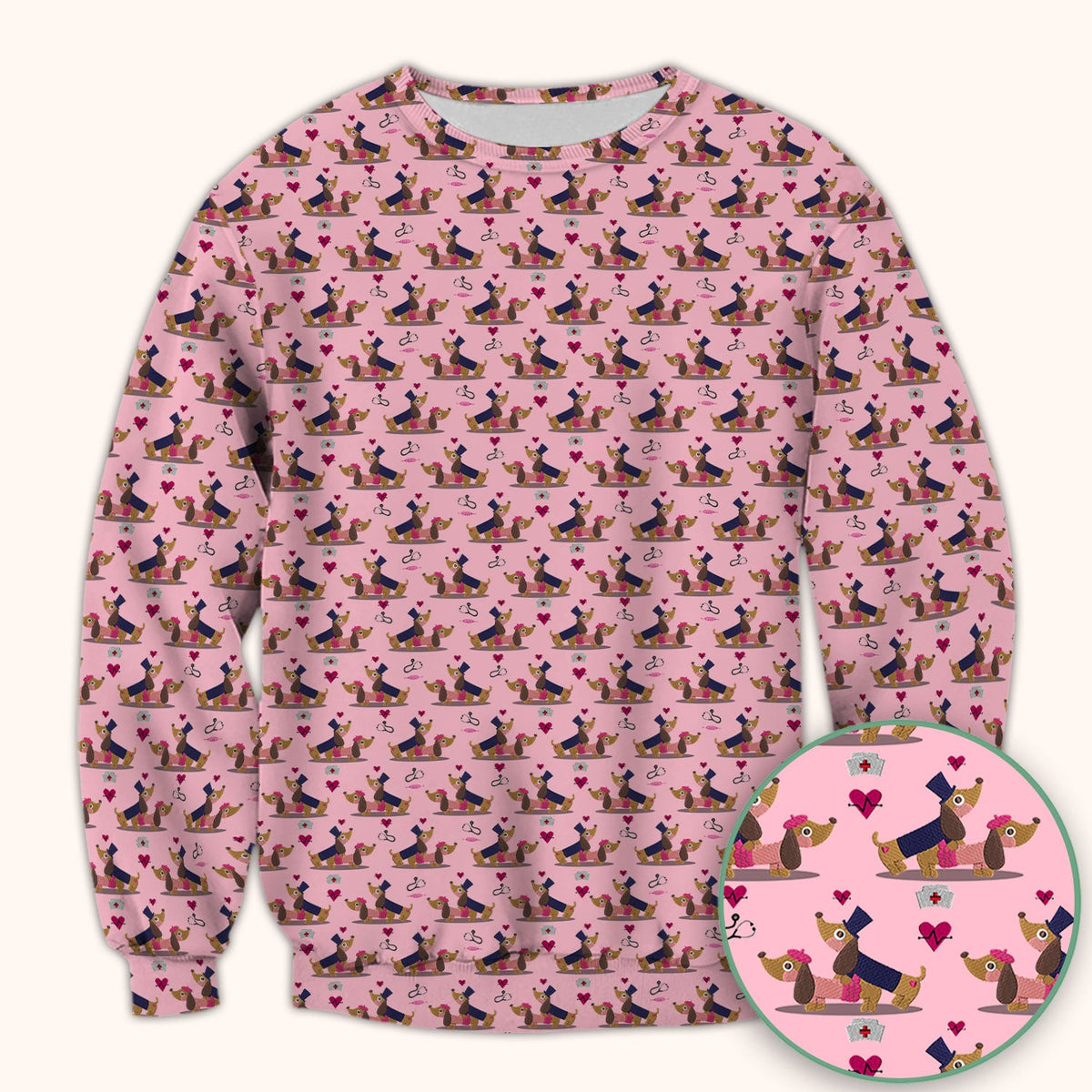 Dachshund Nurse Scrub Top - Valentines Day Gift