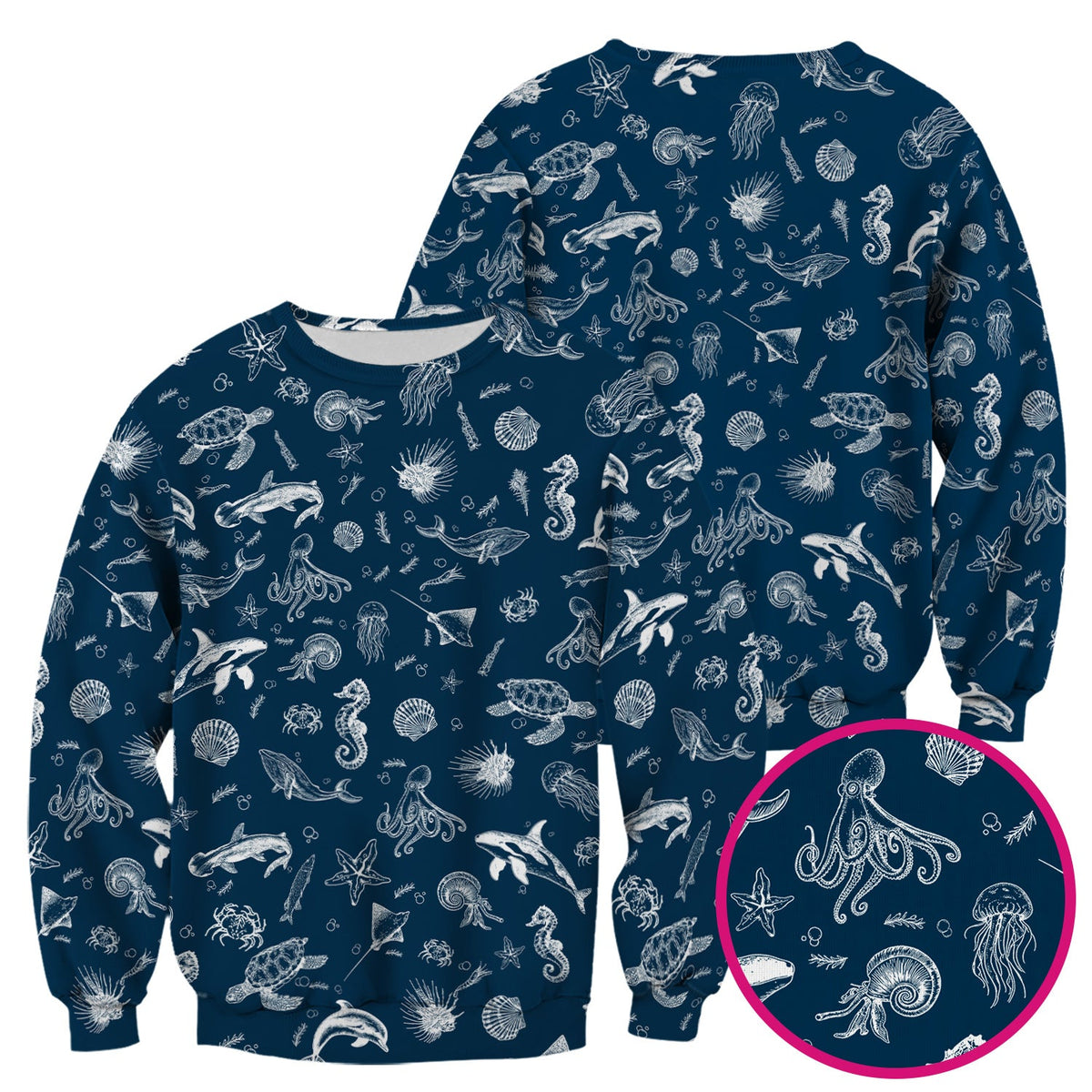 Marine Sea Life Nurse Scrub Top