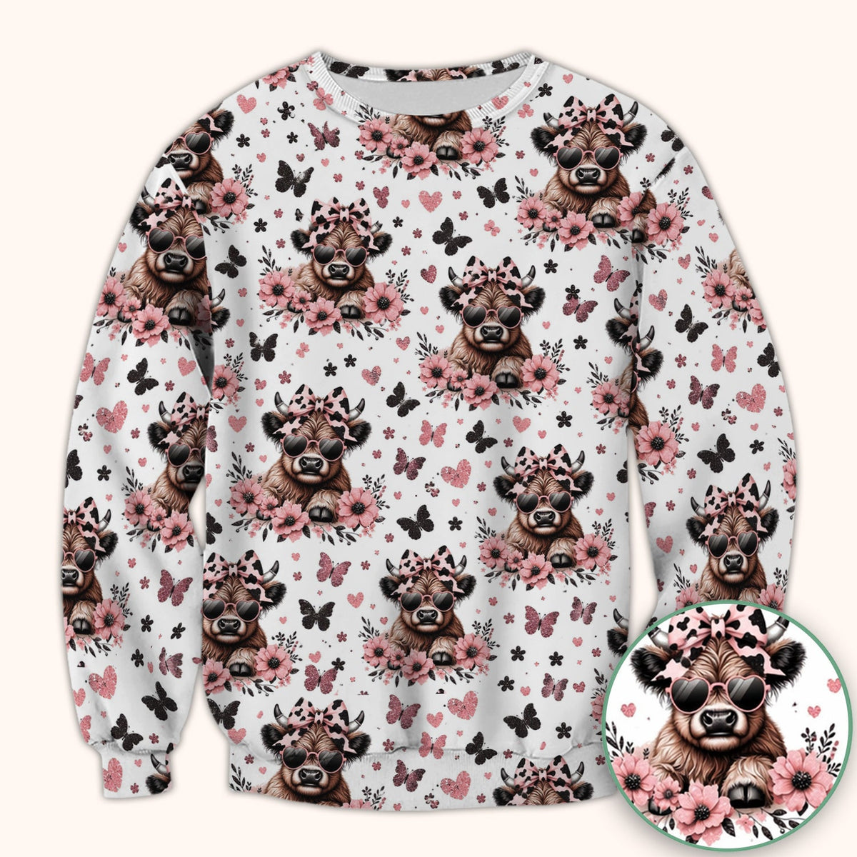 Cow Heart Sunglasses Nurse Scrub Top