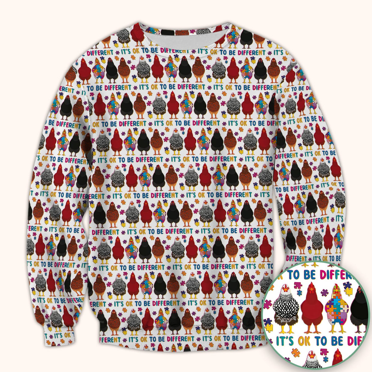 Autism Chicken It's OK To Be Different Nurse Scrub Top