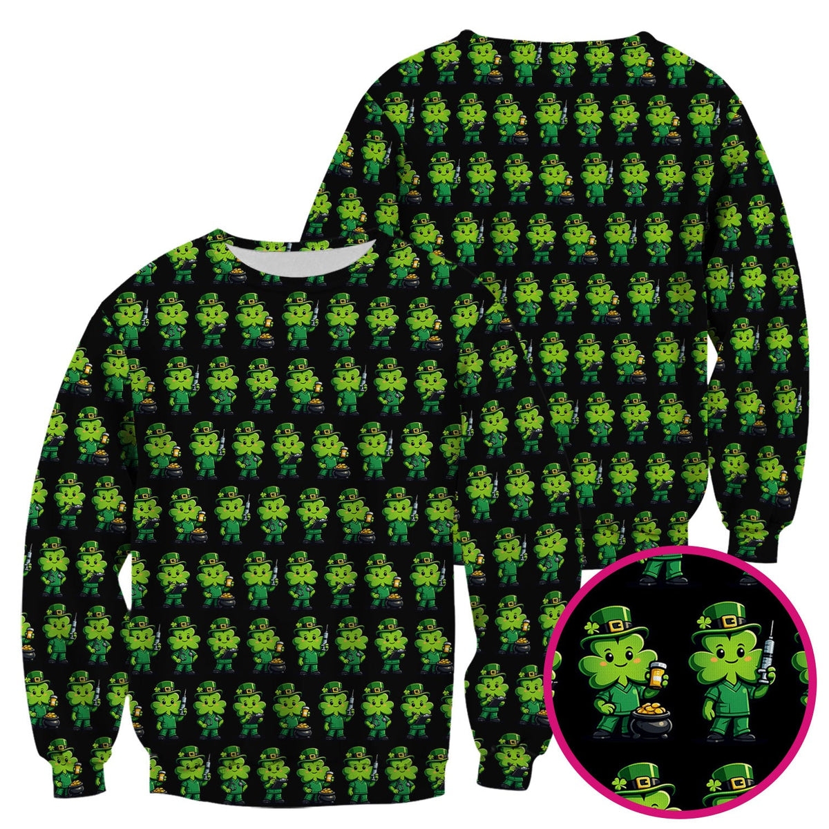 St Patrick Leprechaun Nurse Scrub Top