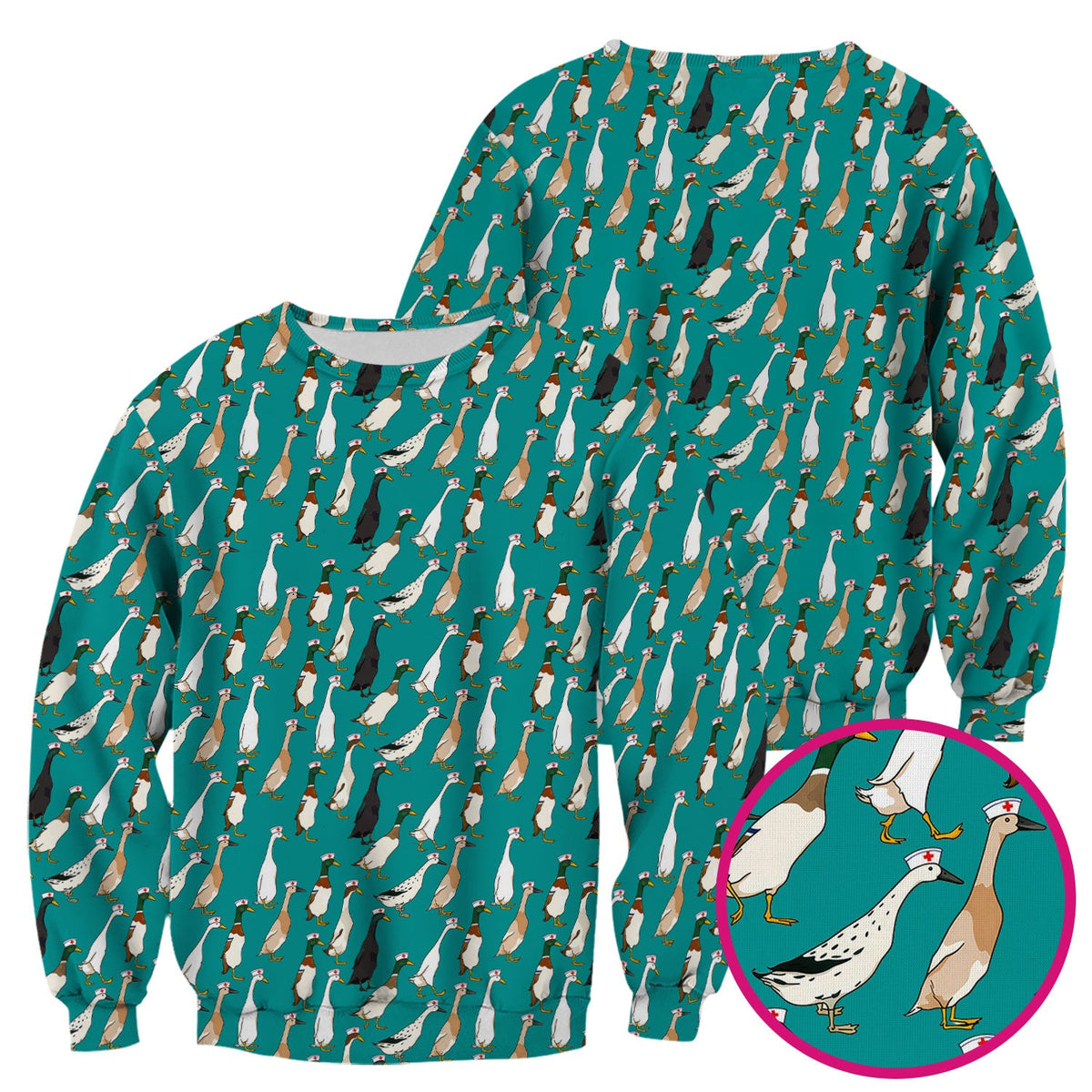 Duck Pattern Nurse Scrub Top